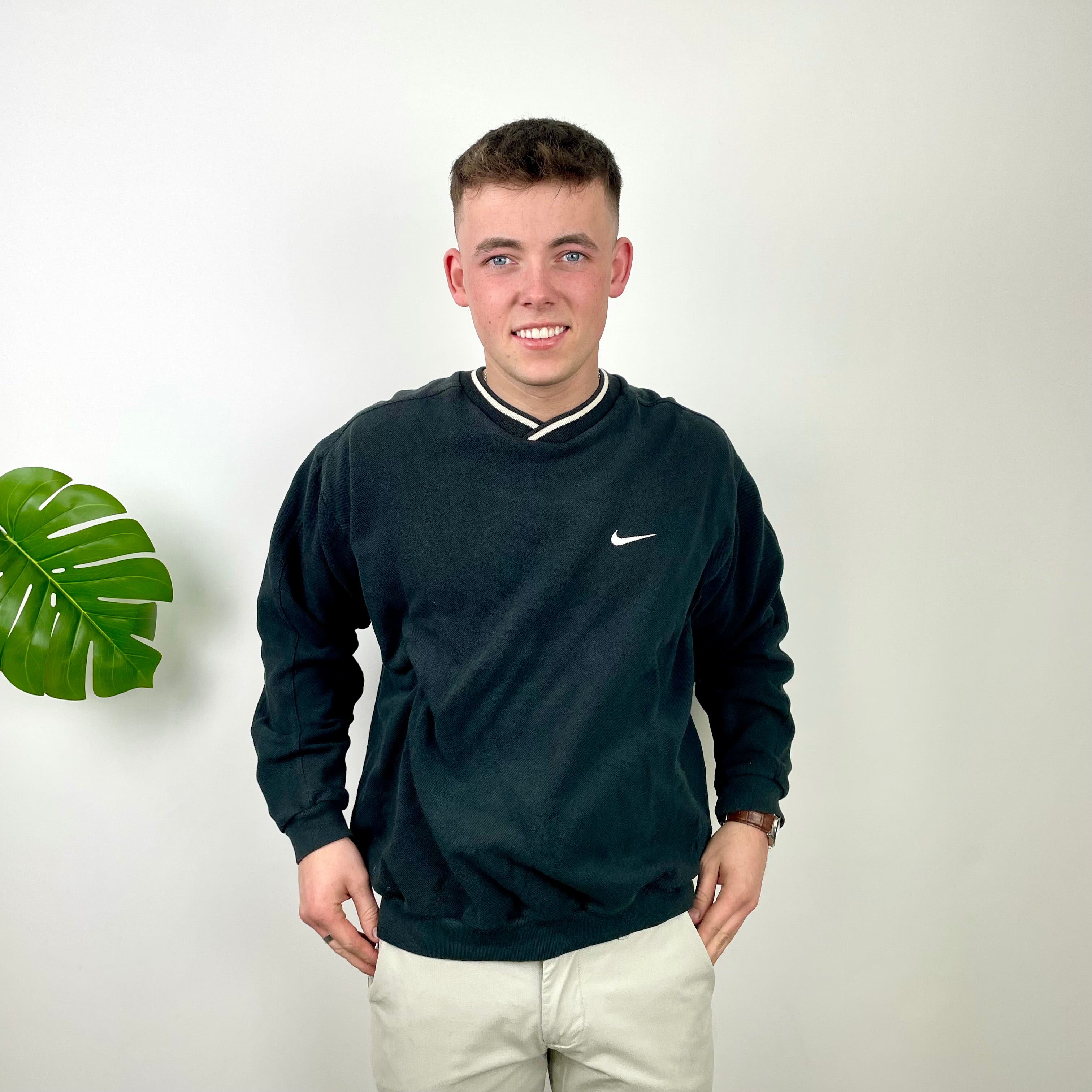 Nike Black Embroidered Swoosh Sweatshirt (L)