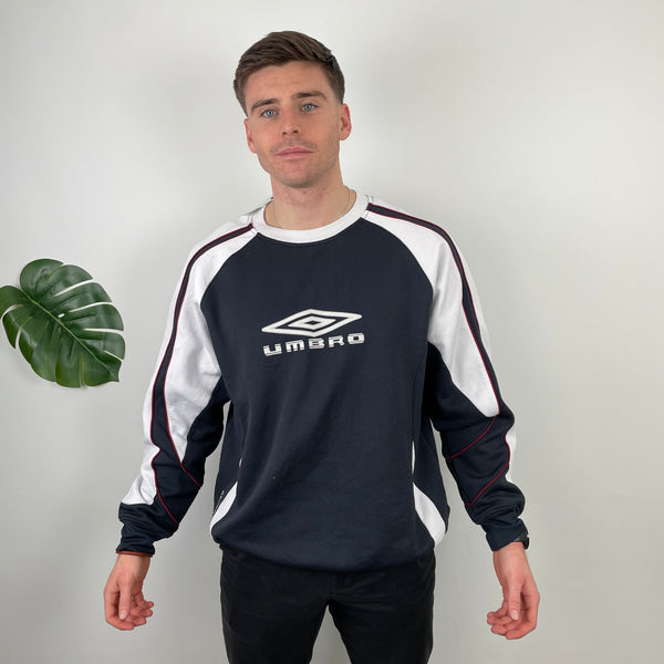 Umbro Navy Embroidered Spell Out Sweatshirt (L)