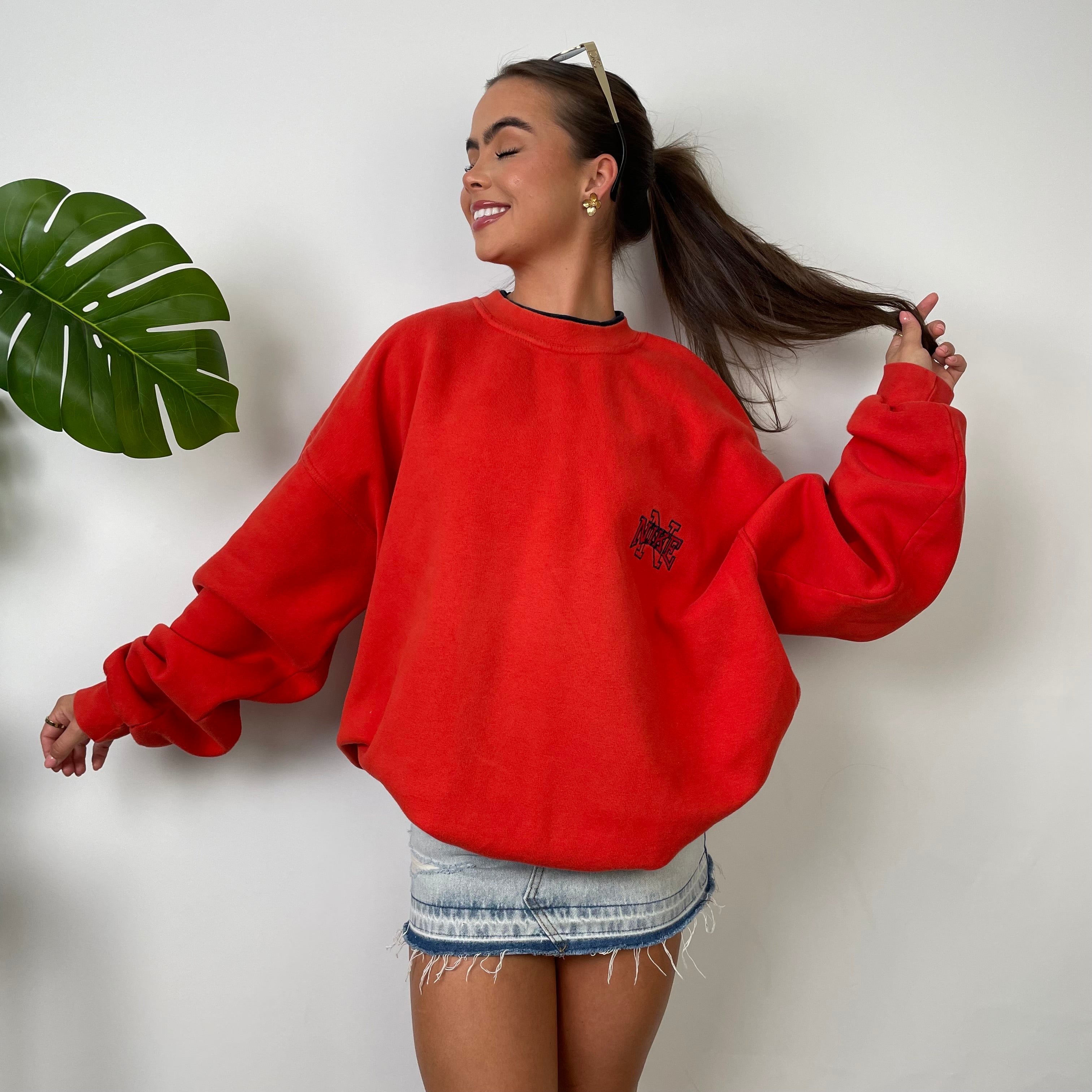 Nike Red Embroidered Spell Out Sweatshirt (L)