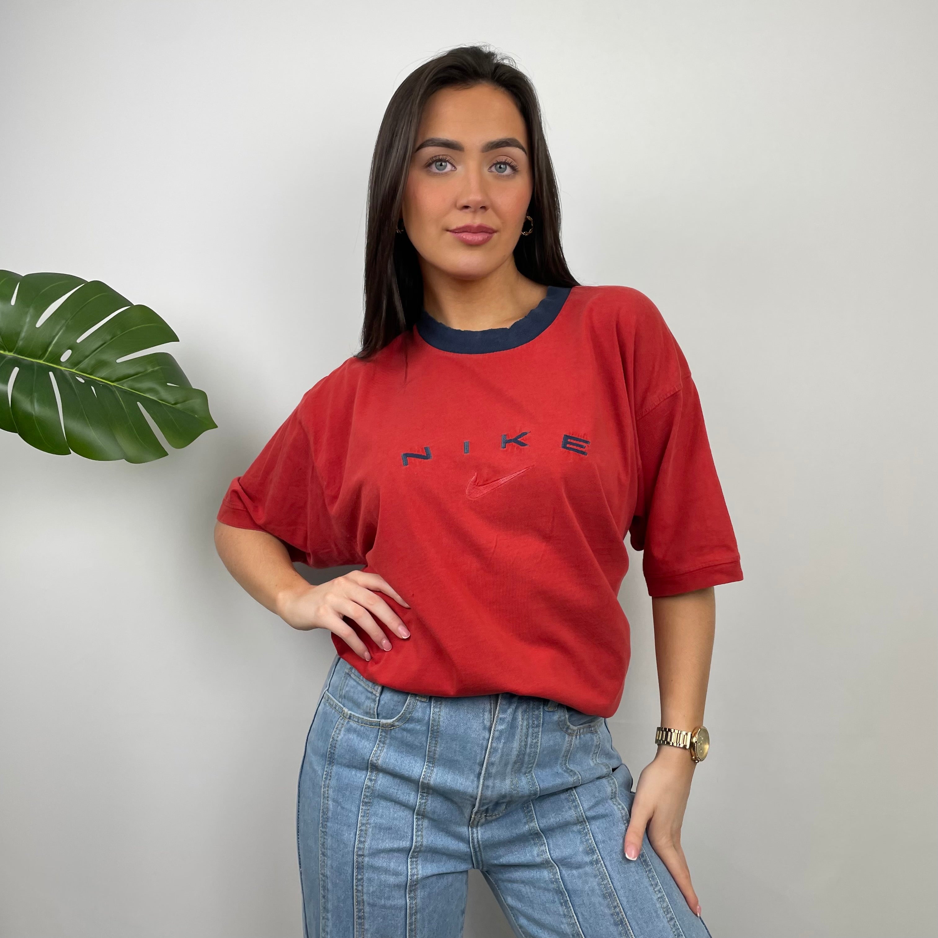 Nike Red Embroidered Spell Out T Shirt (S)