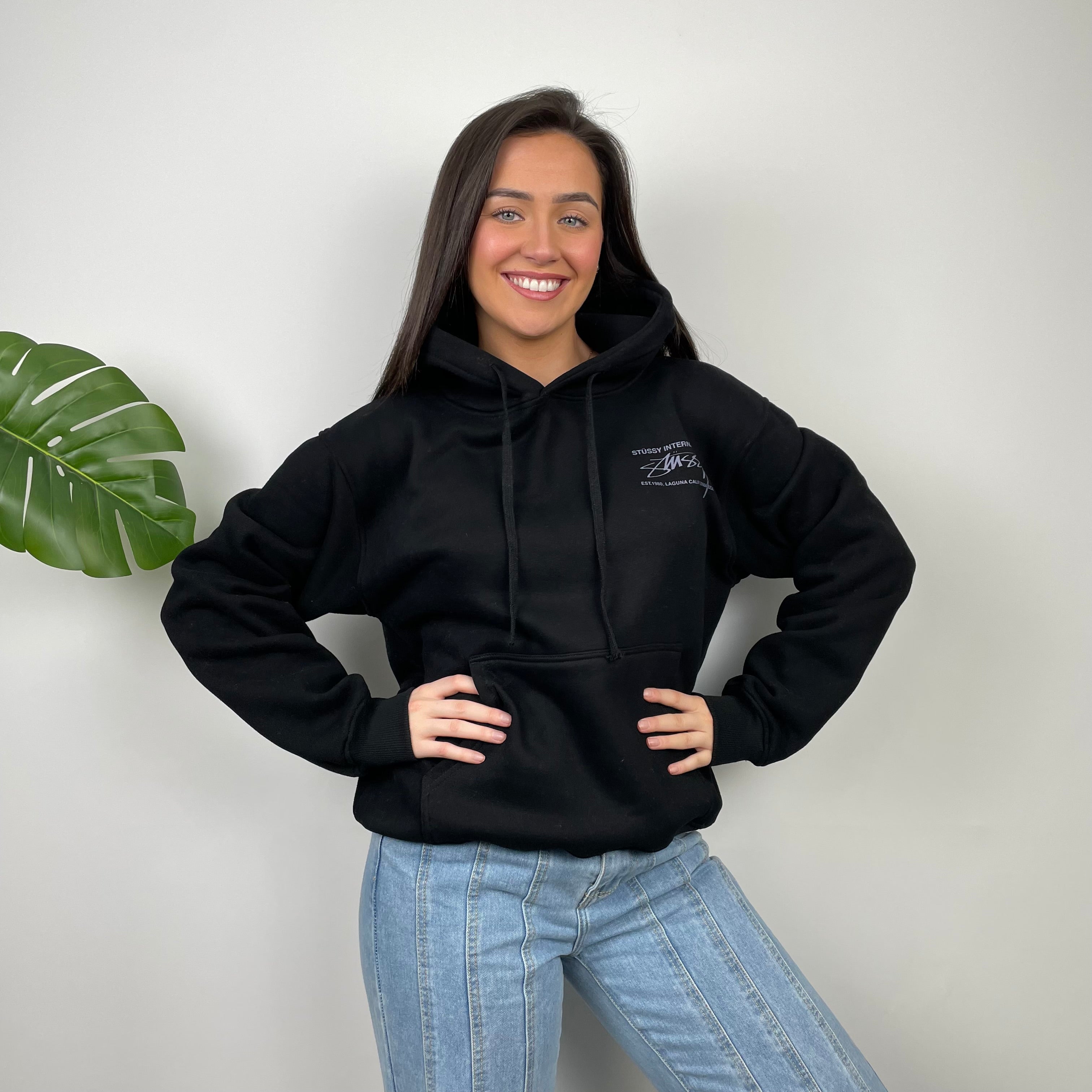 Stussy Black Spell Out Hoodie (M)
