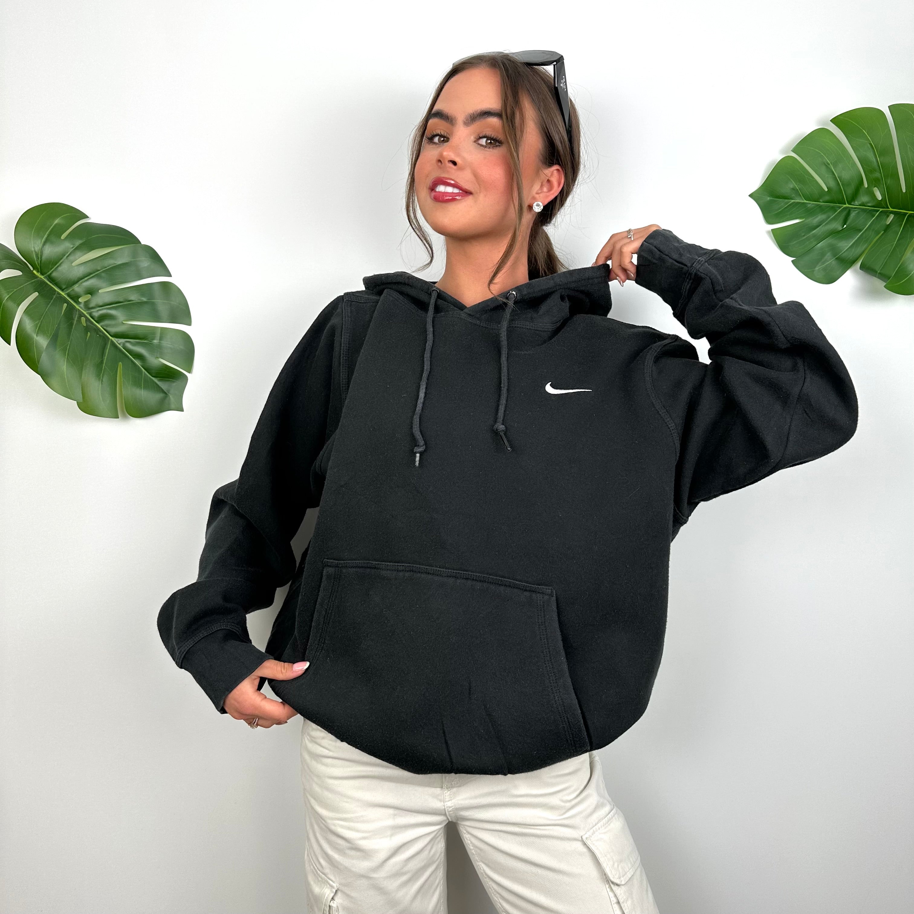 Nike Black Embroidered Swoosh Hoodie (L)