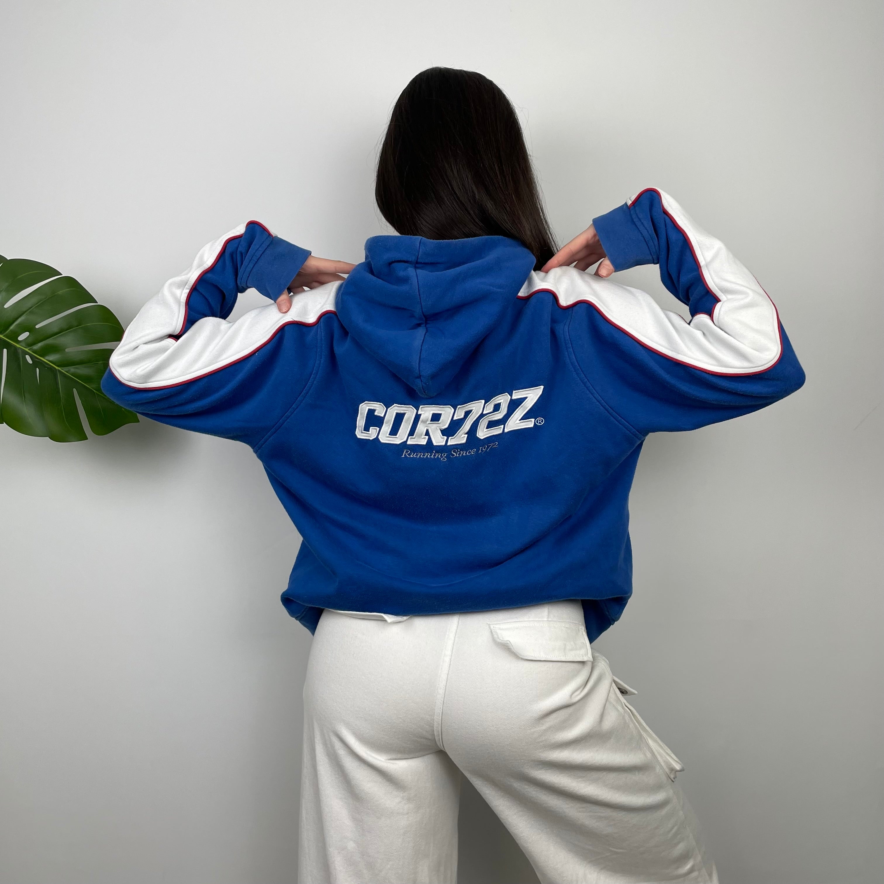 Nike Cortez Blue Embroidered Swoosh Hoodie (XL)