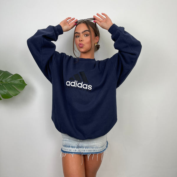 Adidas Equipment RARE Navy Embroidered Spell Out Sweatshirt (L)