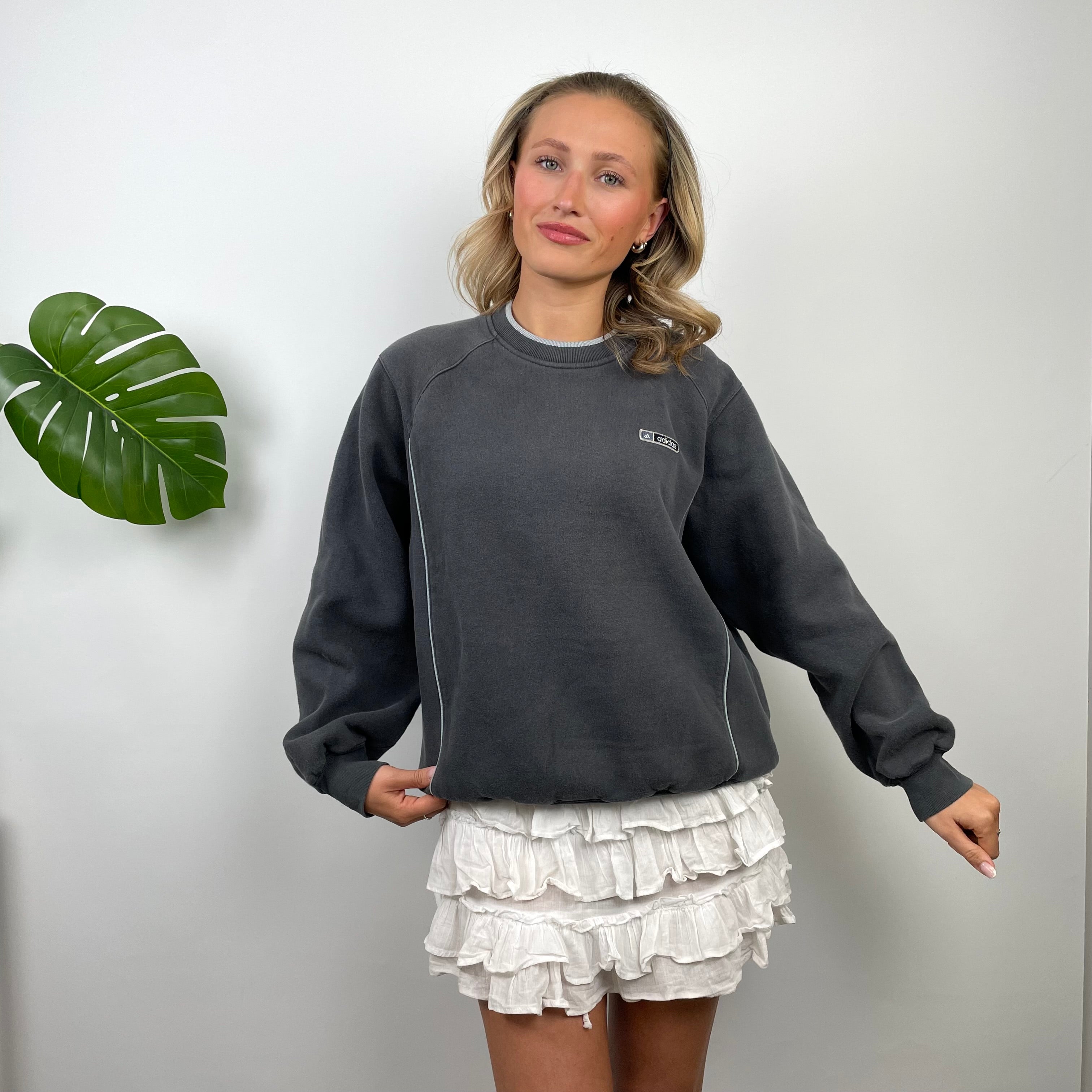 Adidas RARE Black Embroidered Spell Out Sweatshirt (S)