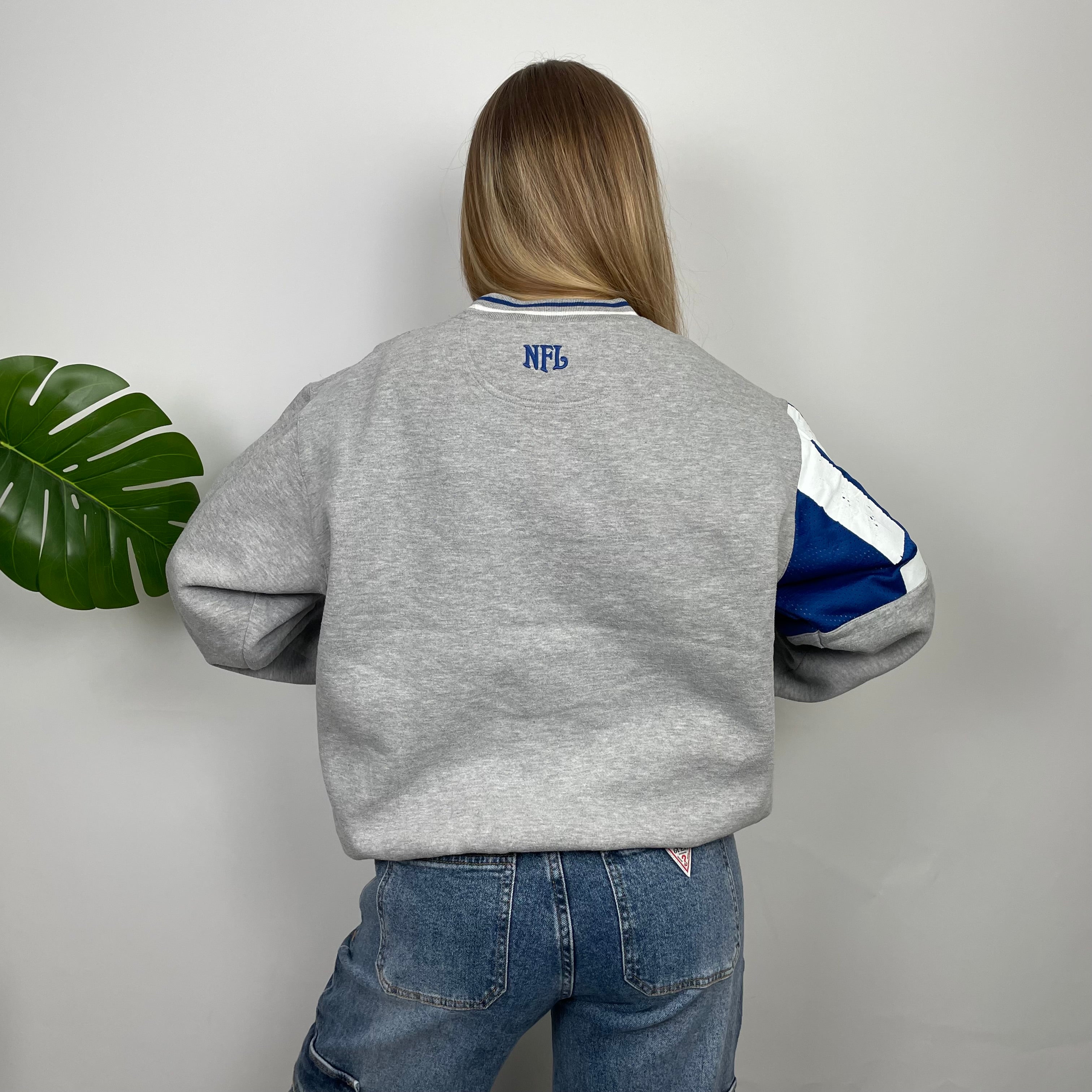 New York Giants Grey Embroidered Spell Out Sweatshirt (M)