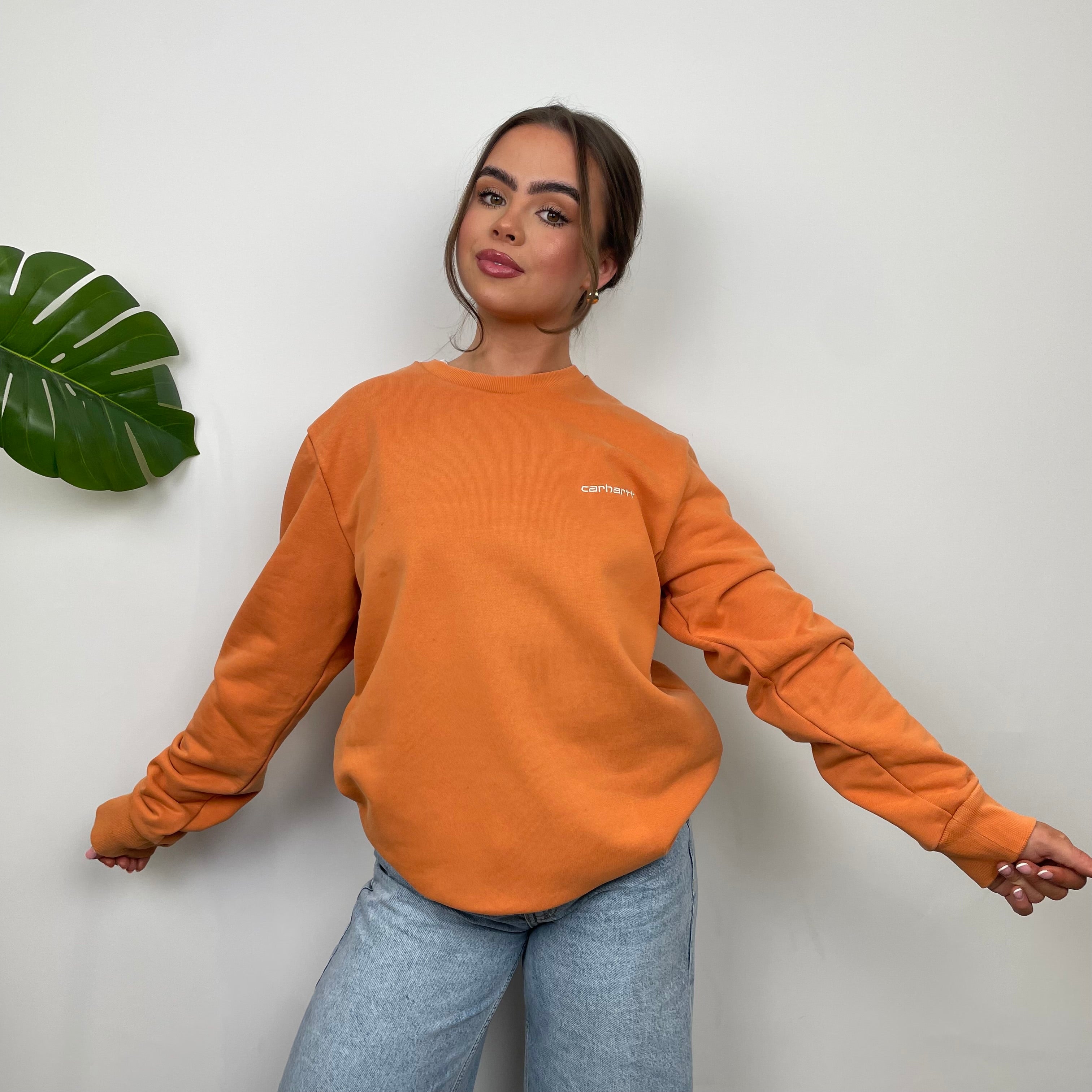 Carhartt Orange Embroidered Spell Out Sweatshirt (M)