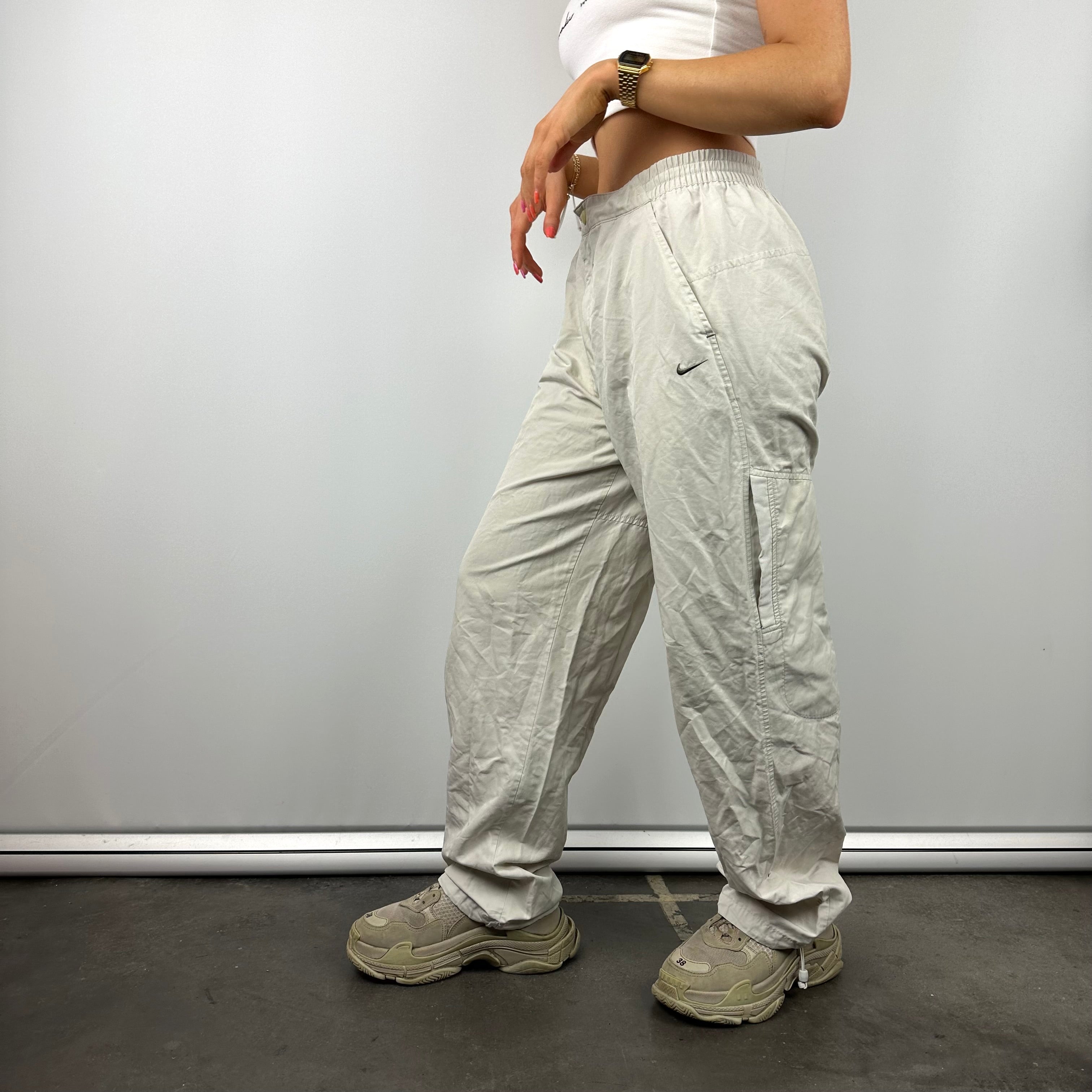 Nike Cream Embroidered Swoosh Track Pants (M)