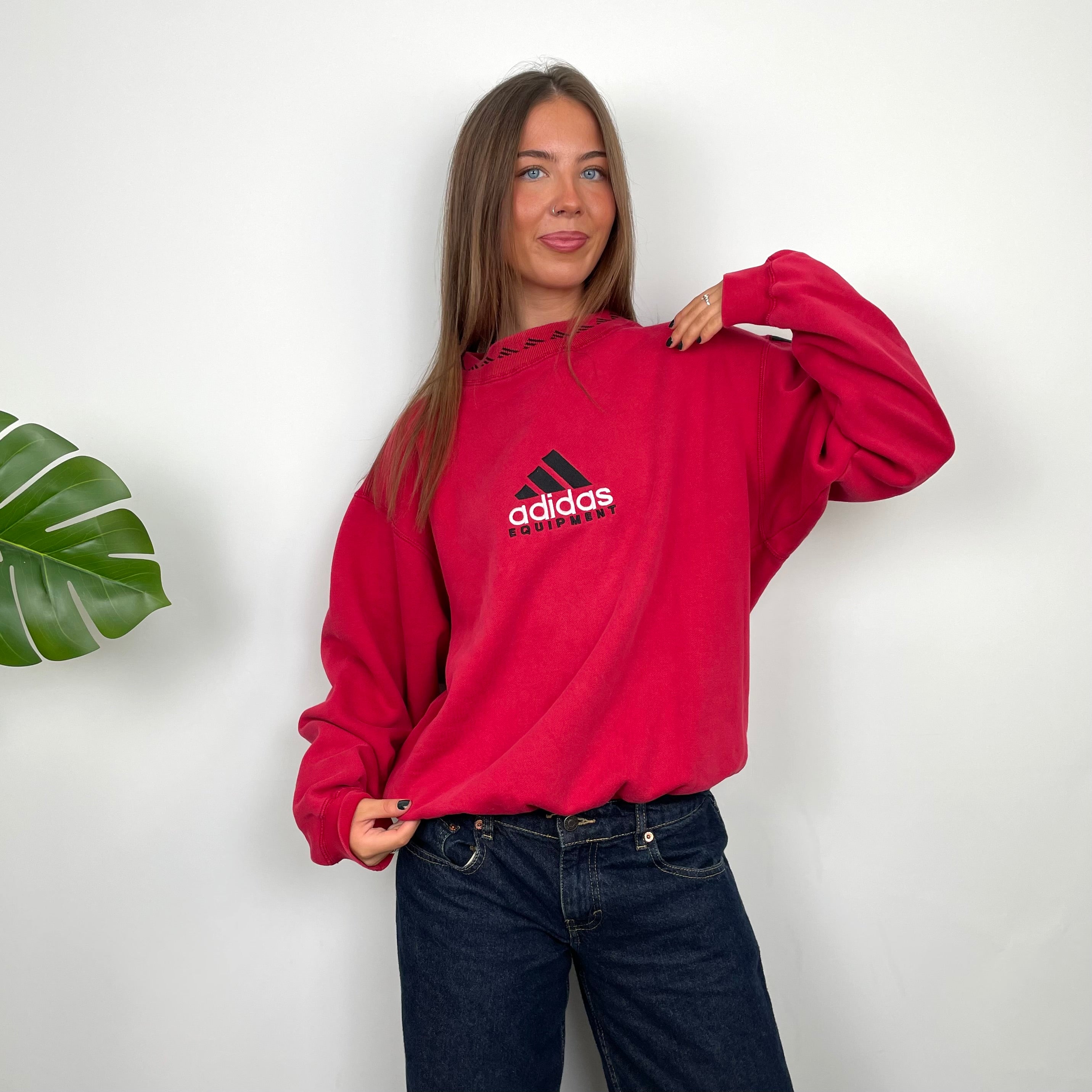 Adidas Equipment RARE Red Embroidered Spell Out Sweatshirt (M)