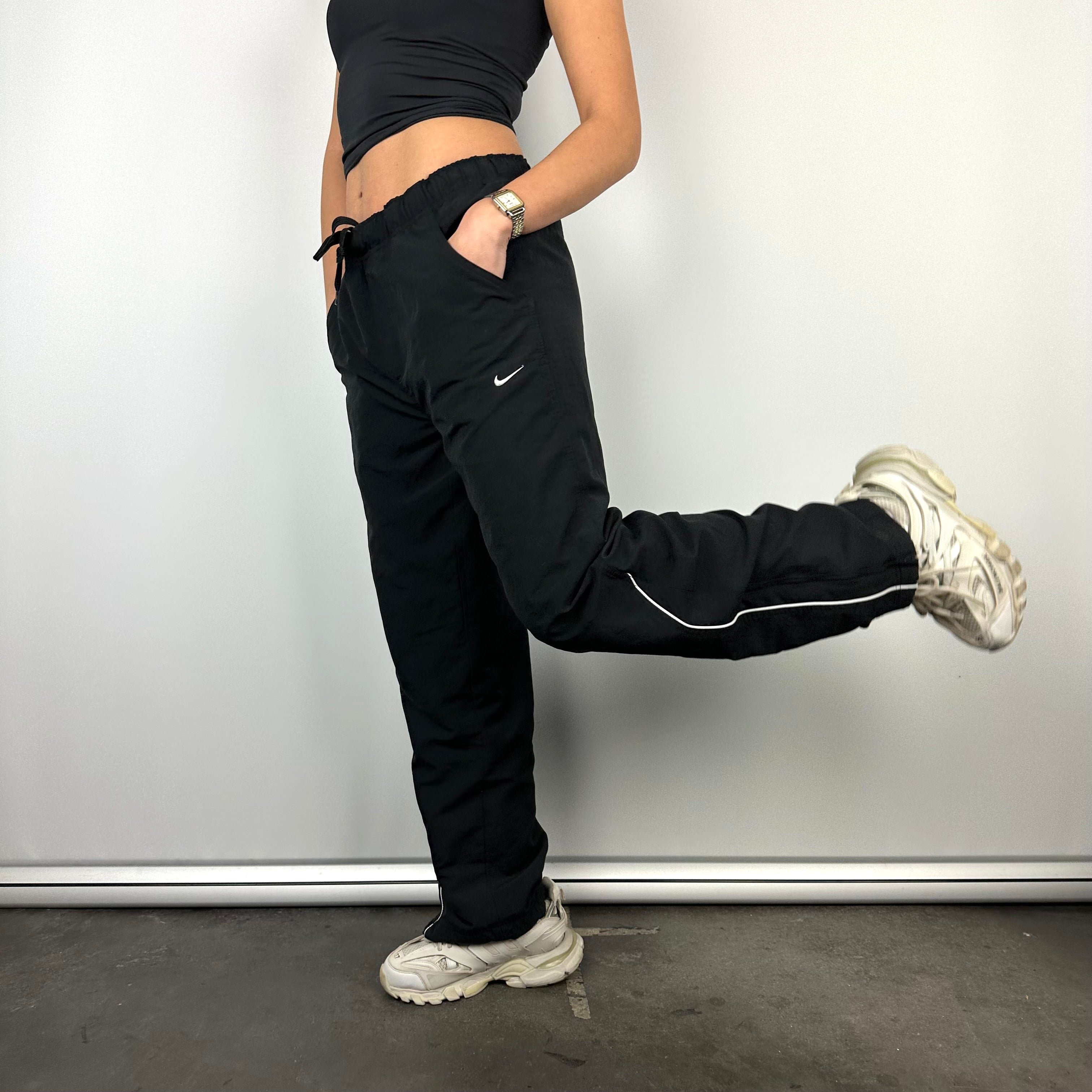 Nike Black Embroidered Swoosh Track Pants (M)