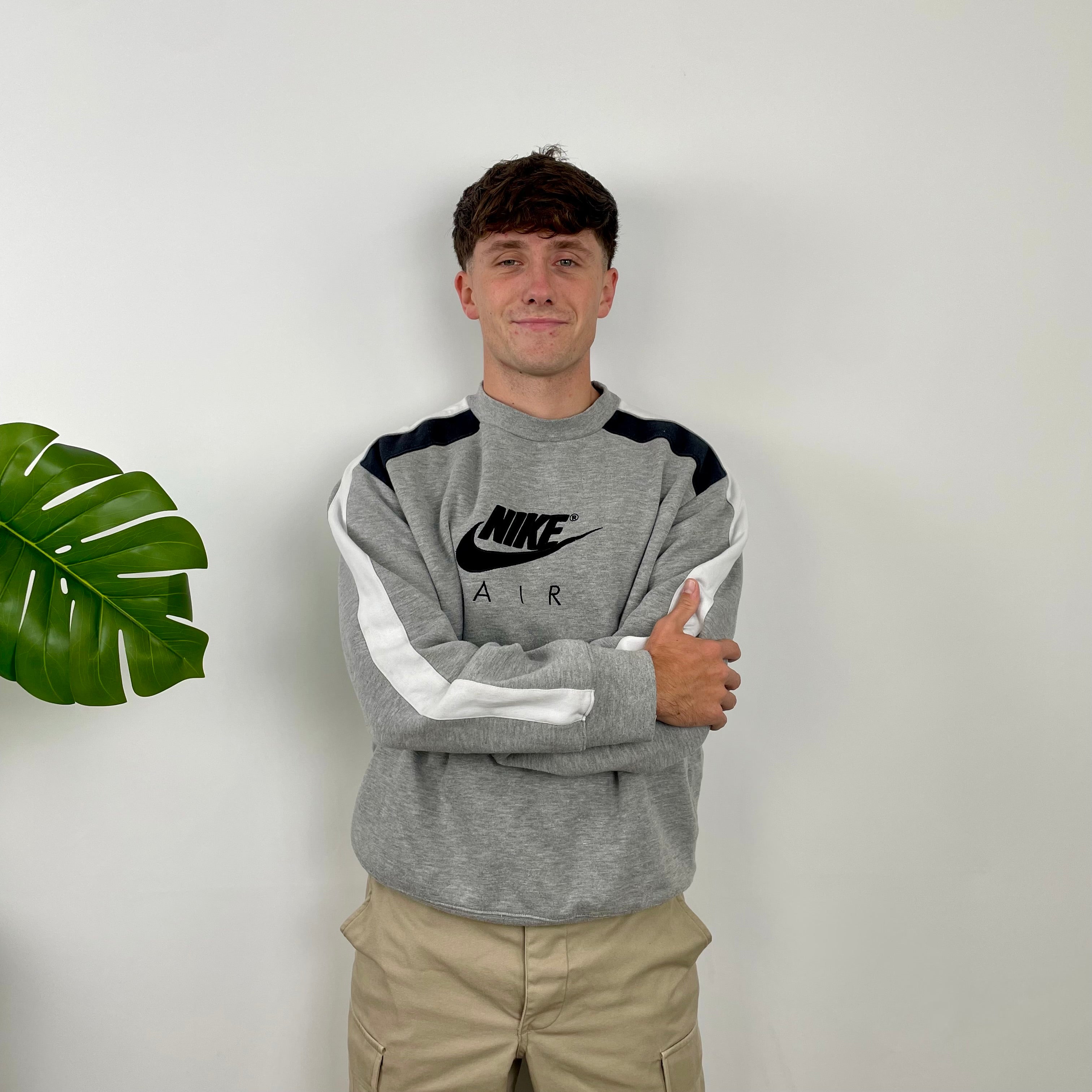Nike Air RARE Grey Embroidered Spell Out Sweatshirt (M)