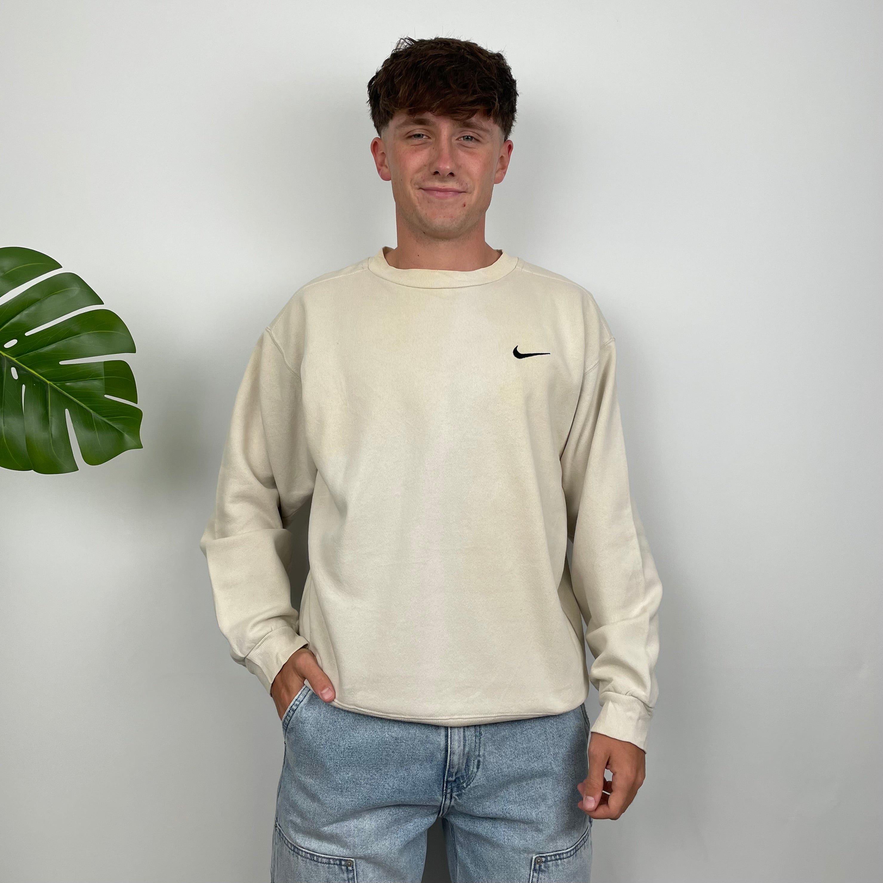 Nike Cream Embroidered Swoosh Sweatshirt (M)