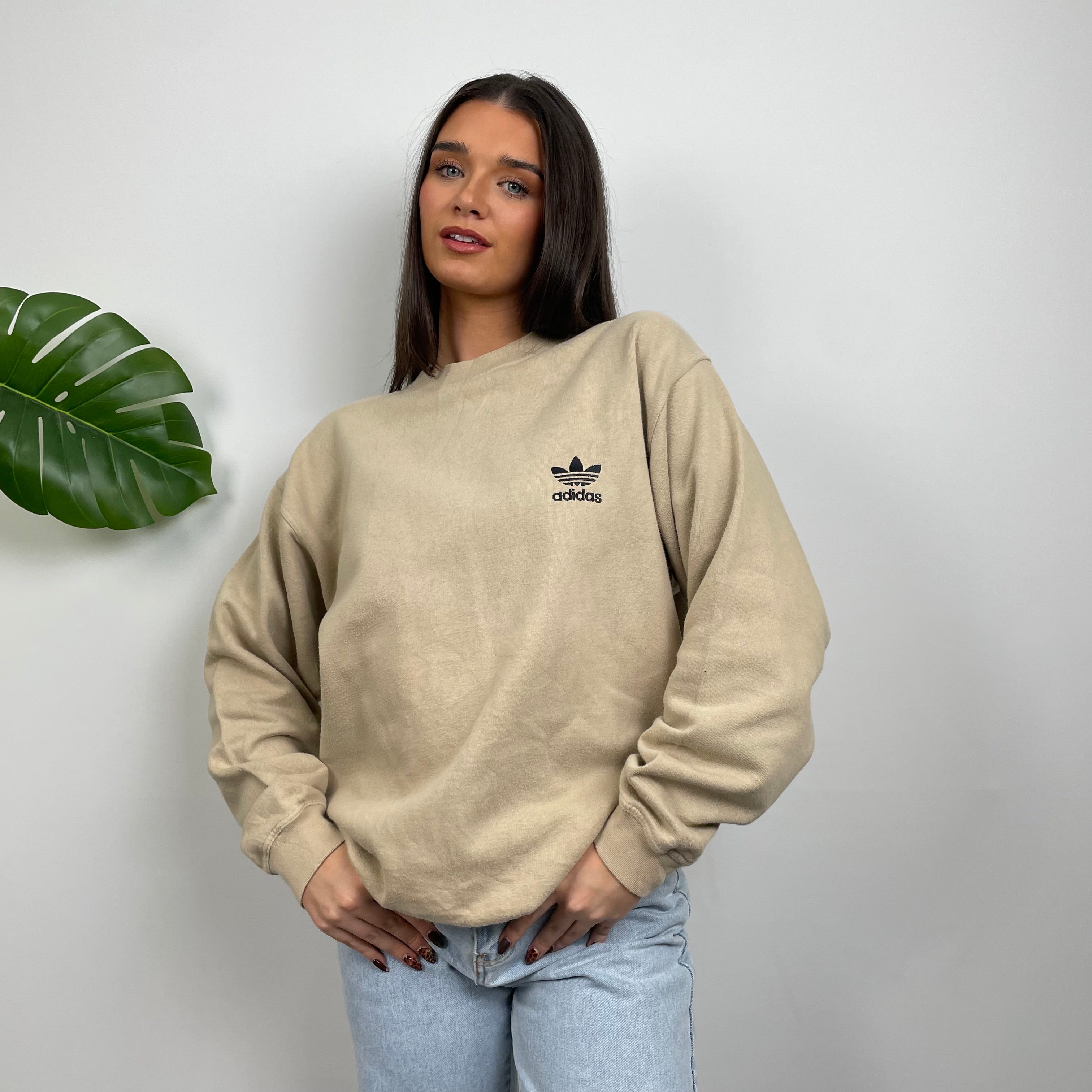 Adidas Tan Embroidered Spell Out Sweatshirt (L)