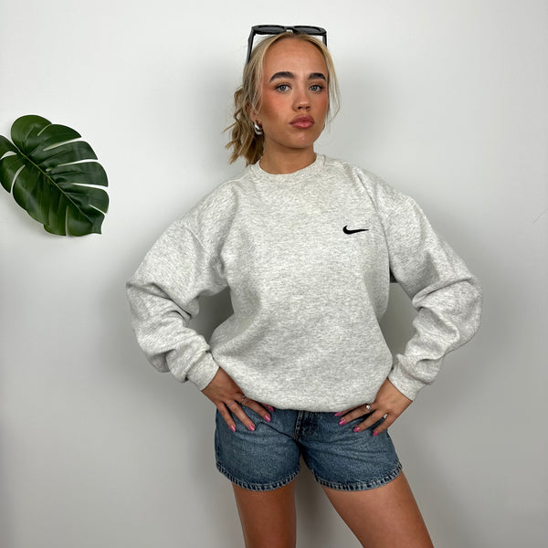 Nike Grey Embroidered Swoosh Sweatshirt (M)