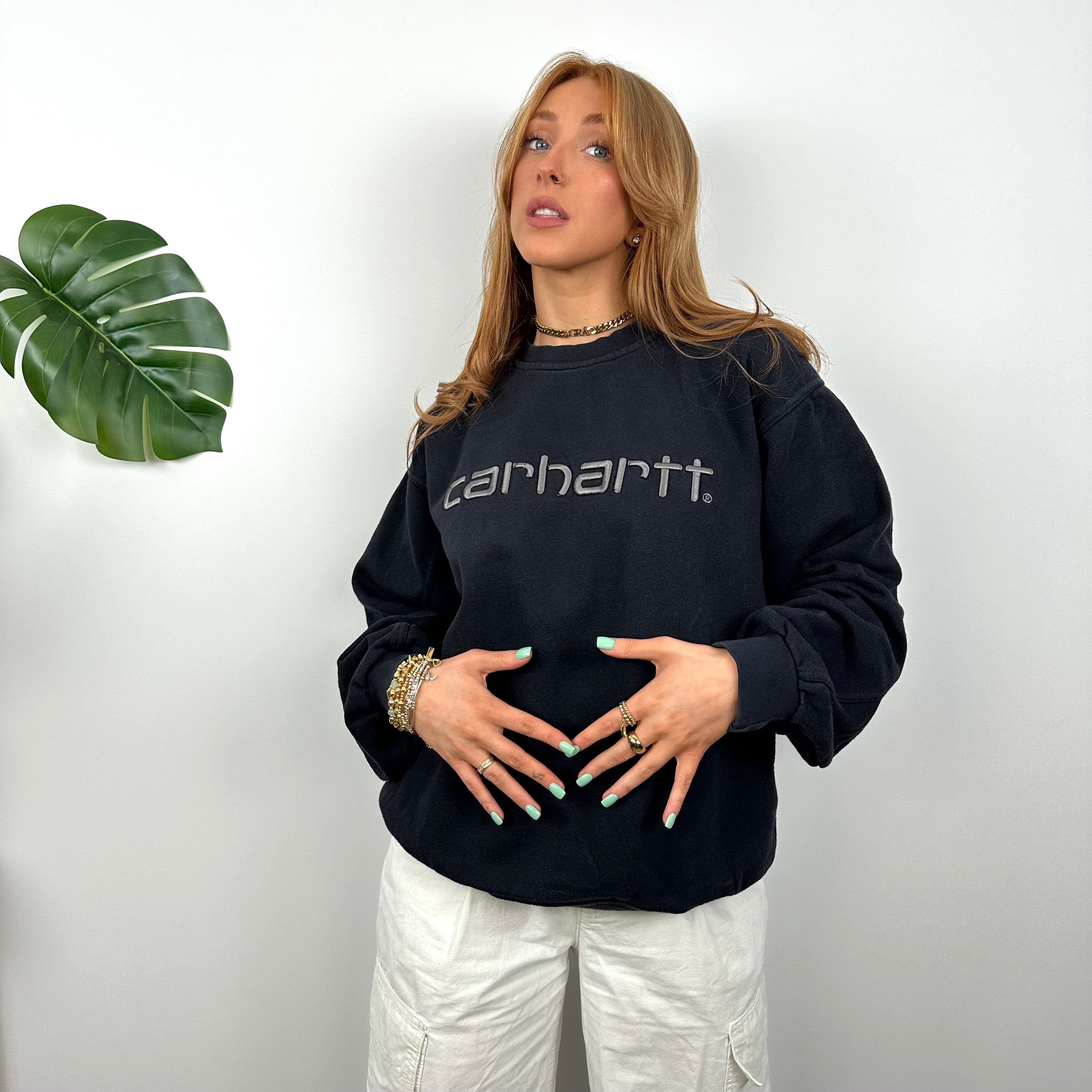 Carhartt Navy Embroidered Spell Out Sweatshirt (S)