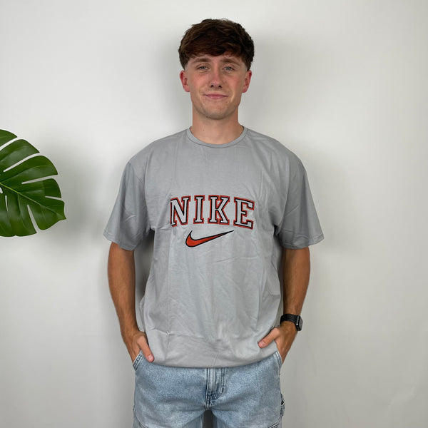 Nike Grey Embroidered Spell Out T Shirt (XL)