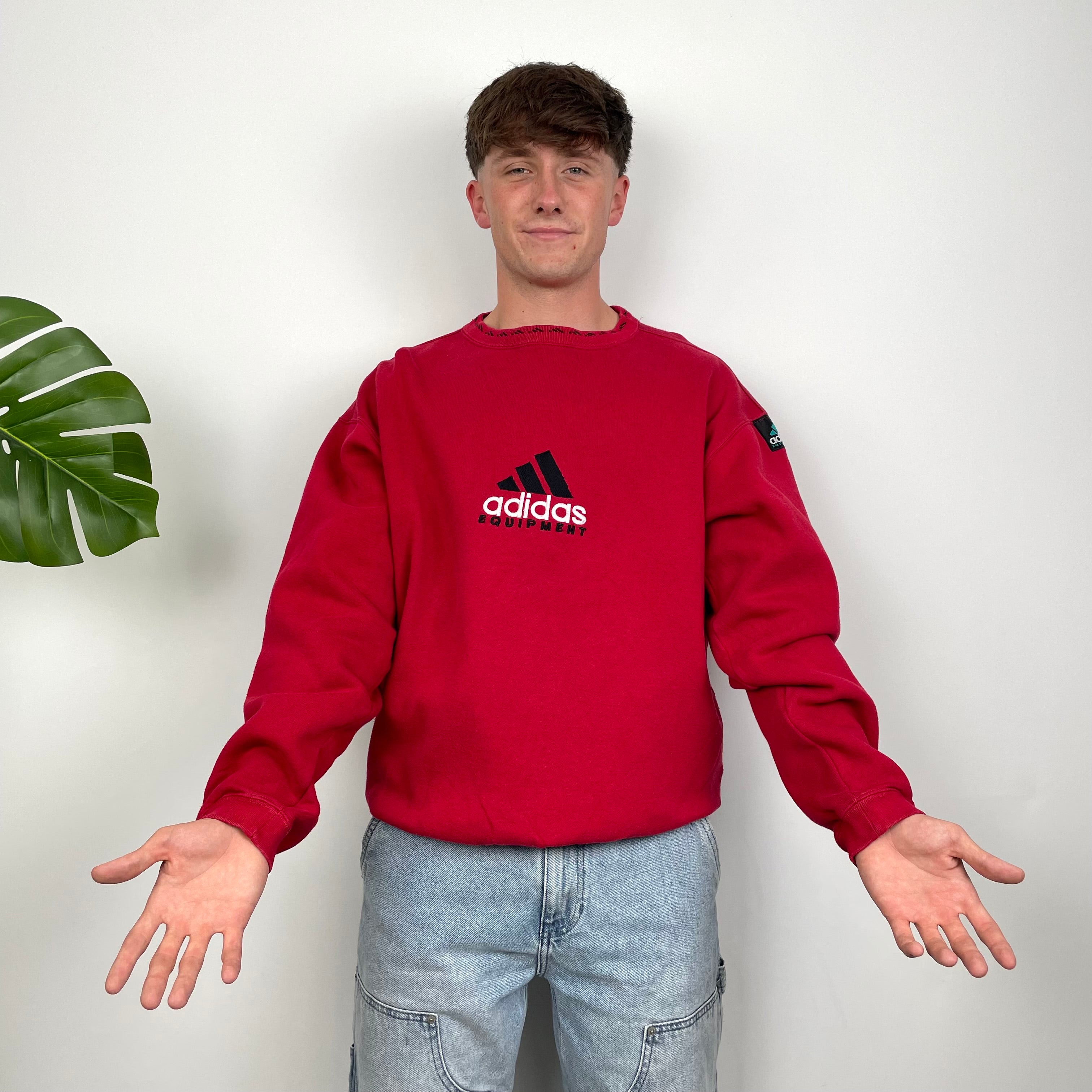 Adidas Equipment RARE Red Embroidered Spell Out Sweatshirt (L)