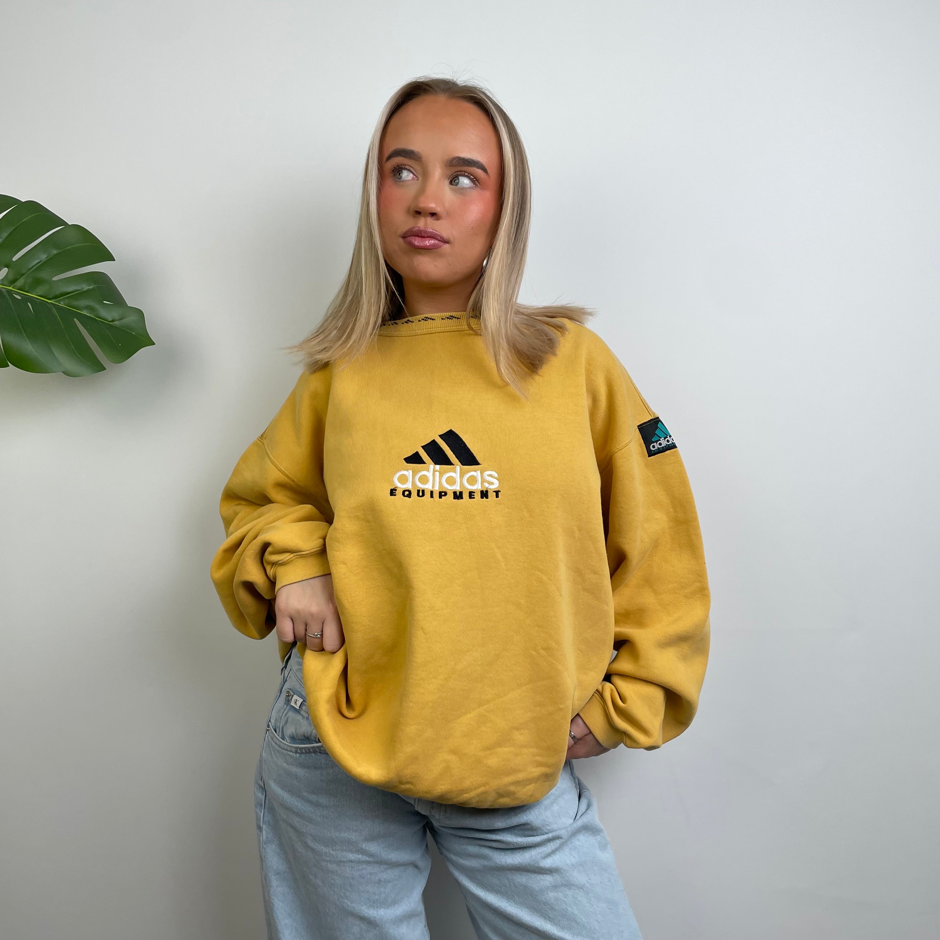 Adidas Equipment Yellow Embroidered Spell Out Sweatshirt (L)