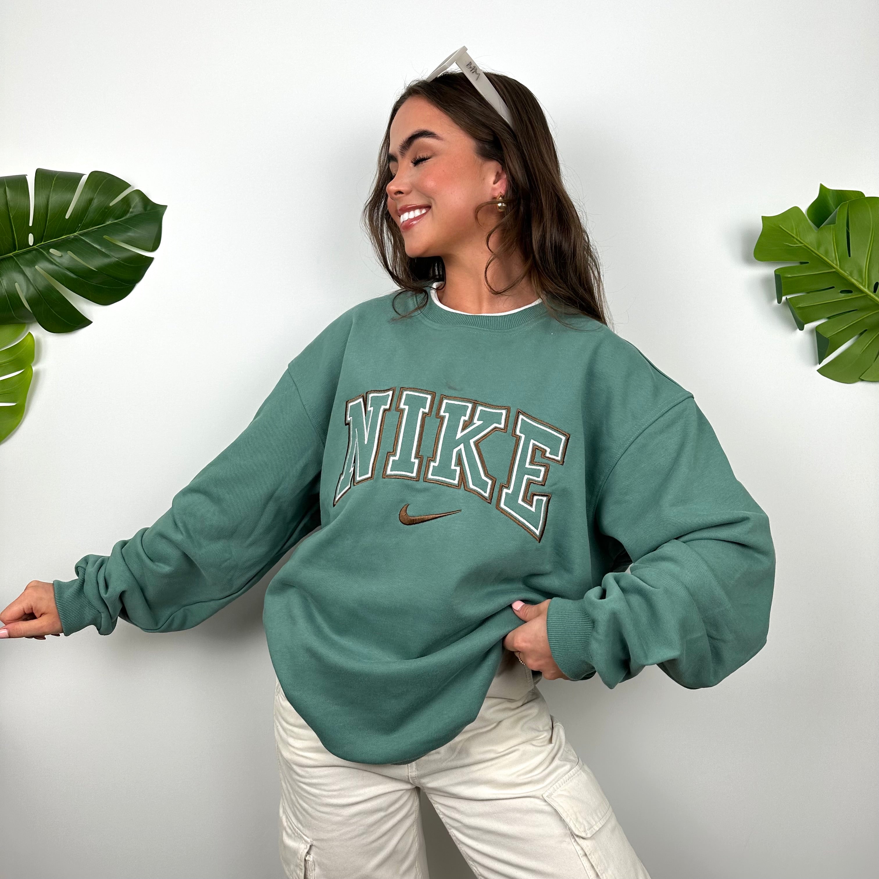 Nike Green Embroidered Spell Out Sweatshirt (L)