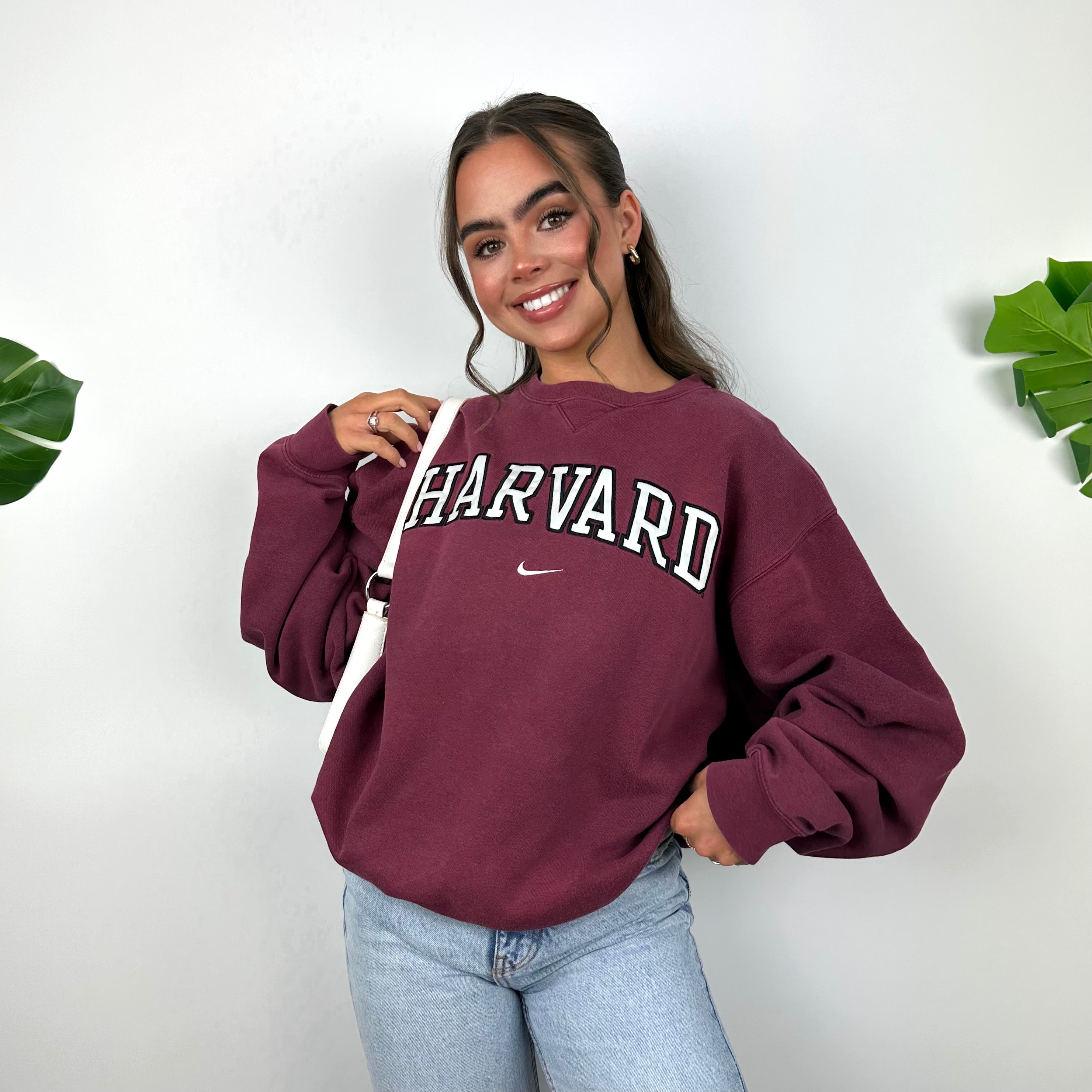 Nike x Harvard Maroon Embroidered Spell Out Sweatshirt (S)
