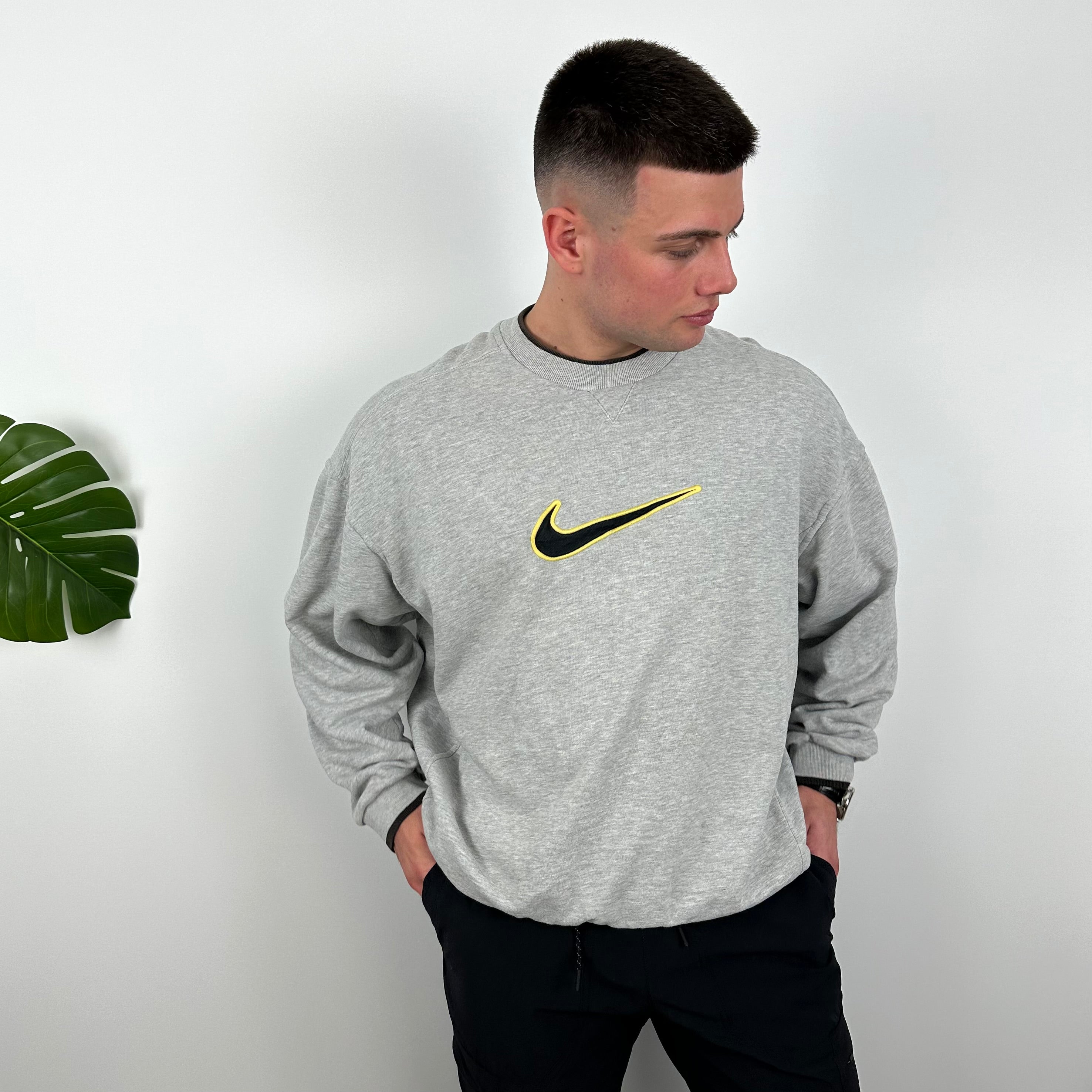 Nike Grey Embroidered Swoosh Sweatshirt (XL)