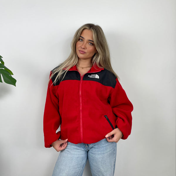 North Face Red Denali Teddy Bear Fleece Zip Up Jacket (S)