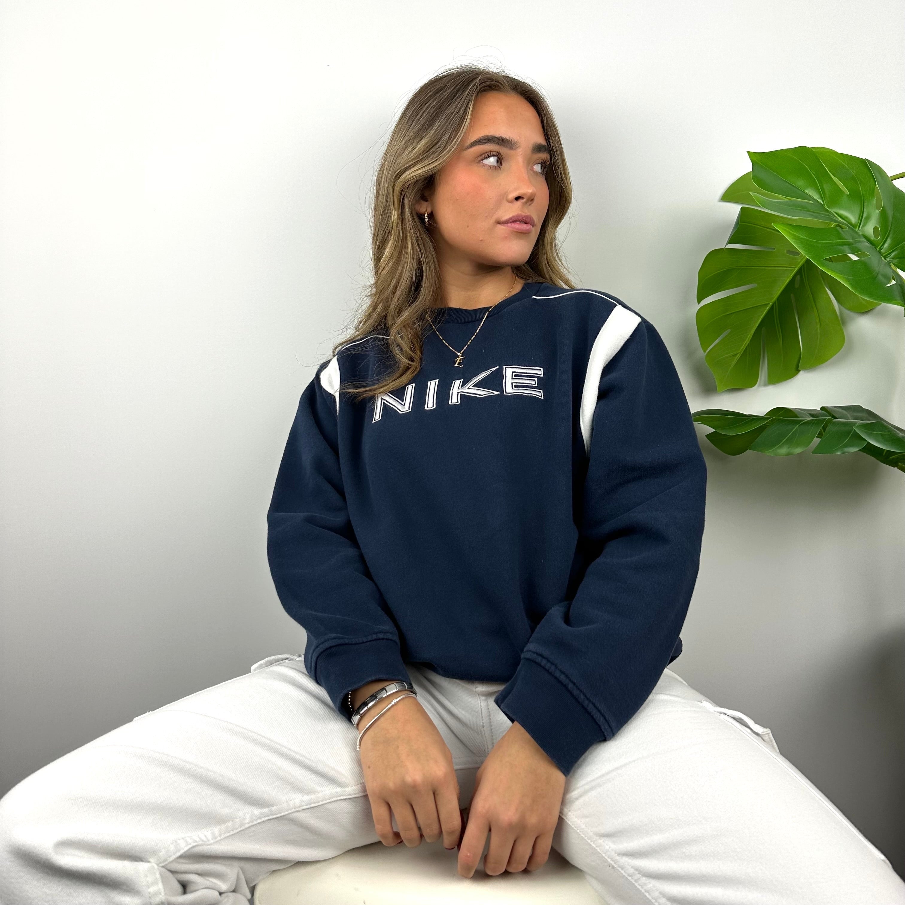 Nike Navy Embroidered Spell Out Sweatshirt (S)