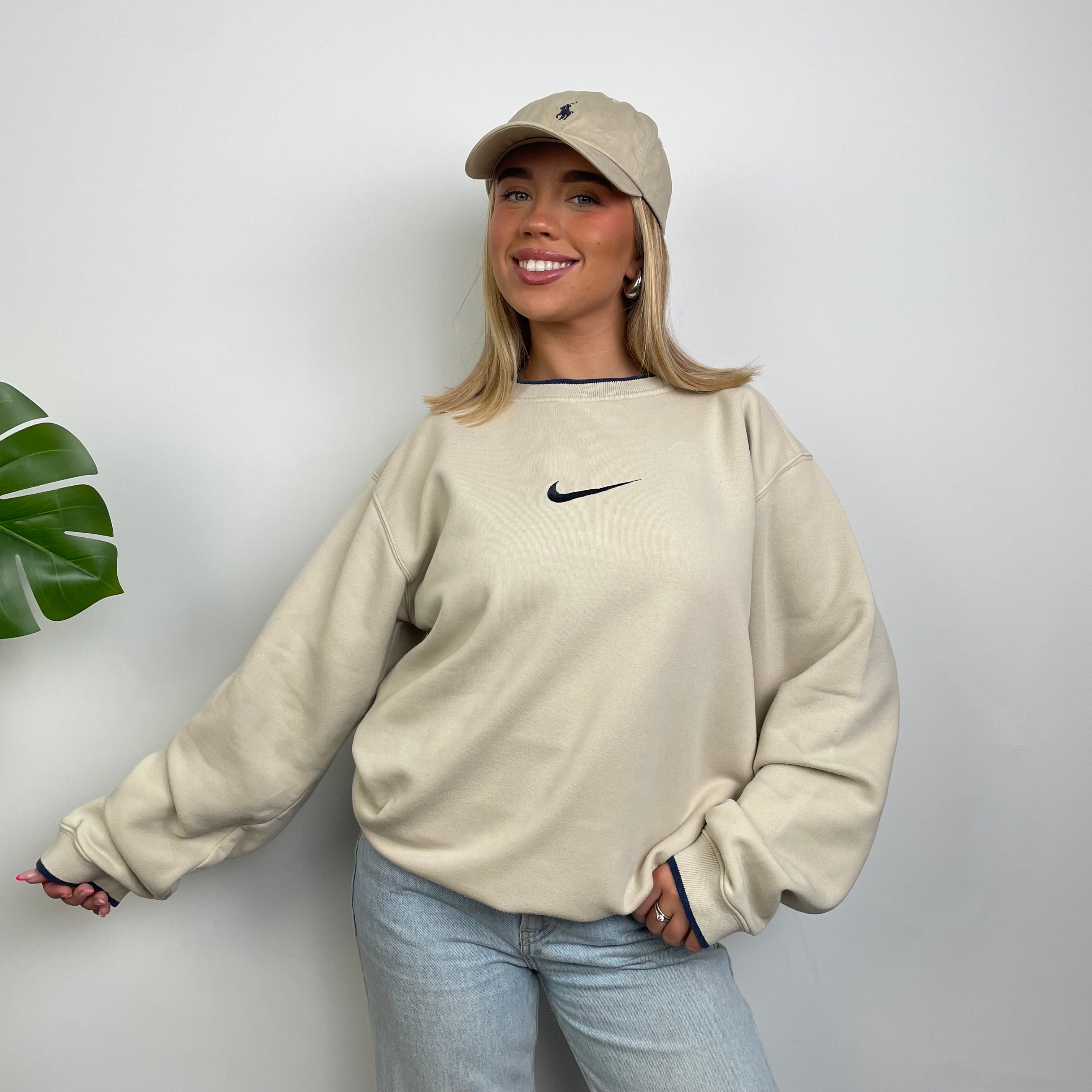 Nike Cream Embroidered Swoosh Sweatshirt (L)