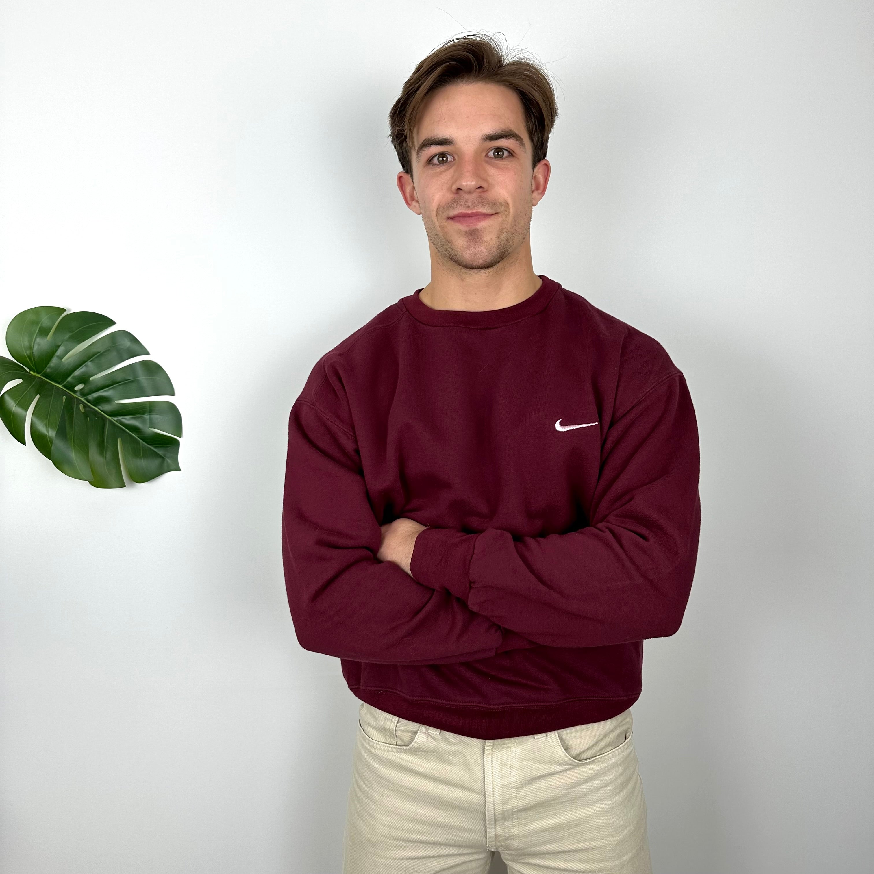 Nike Maroon Embroidered Swoosh Sweatshirt (M)