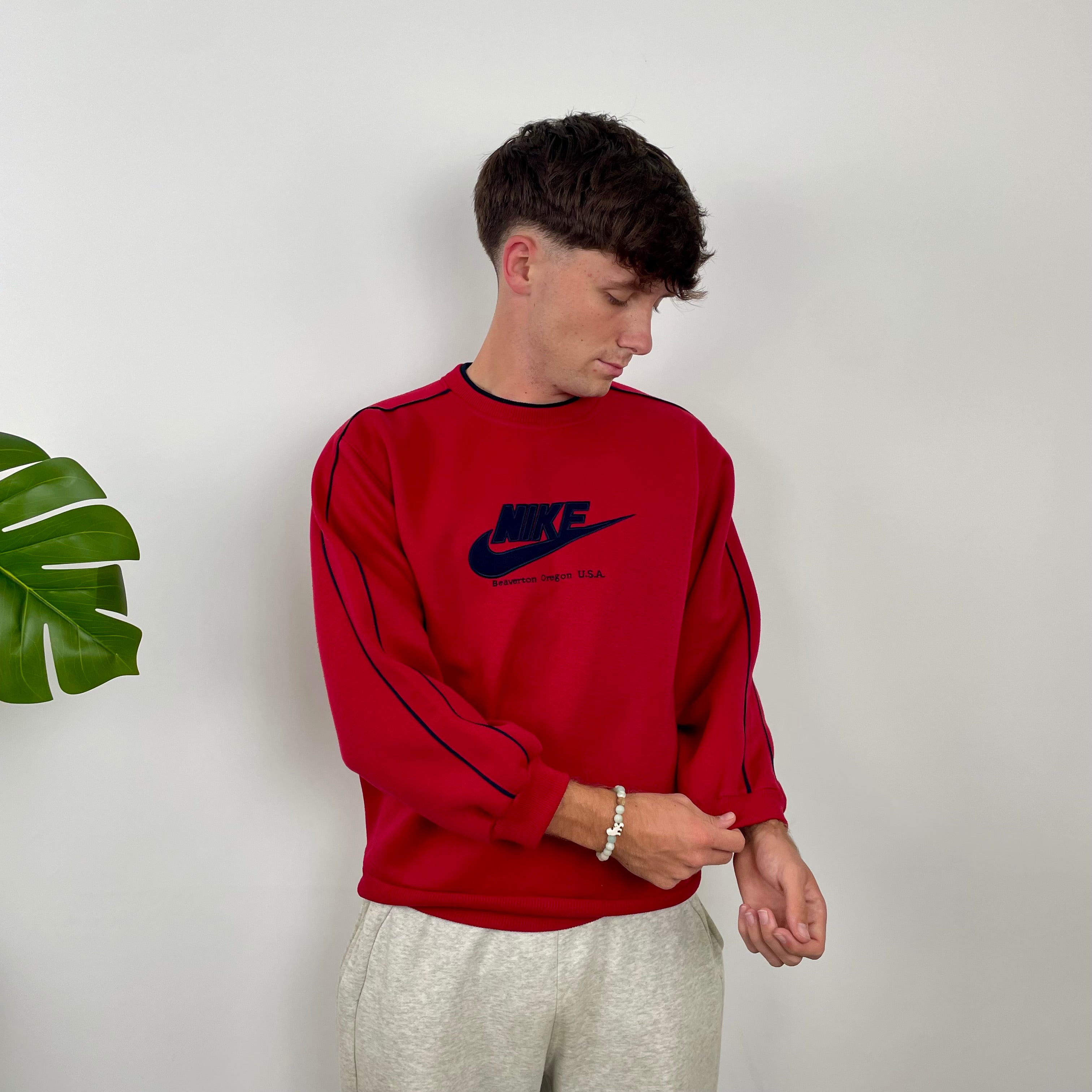 Nike Red Embroidered Spell Out Sweatshirt (S)