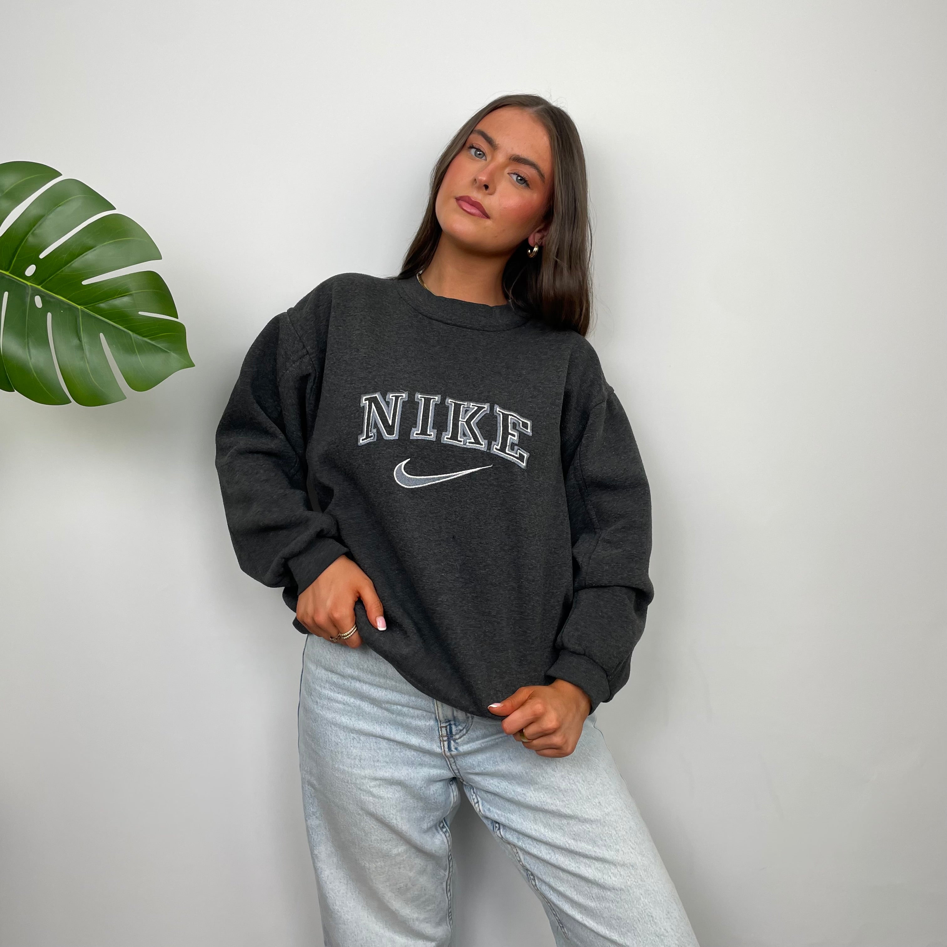 Nike Grey Embroidered Spell Out Sweatshirt (S)