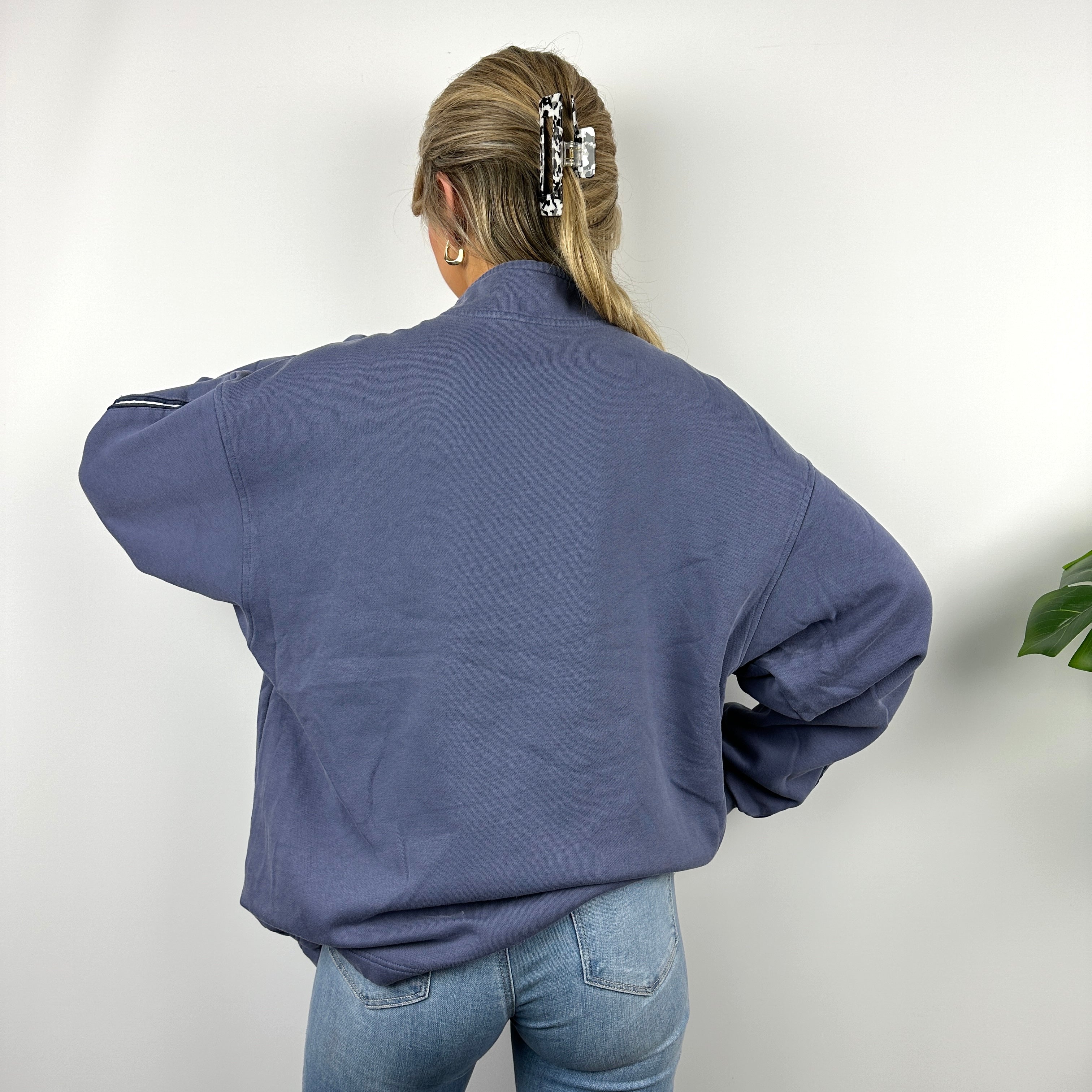Nike Blue Embroidered Swoosh Quarter Zip Sweatshirt (L)
