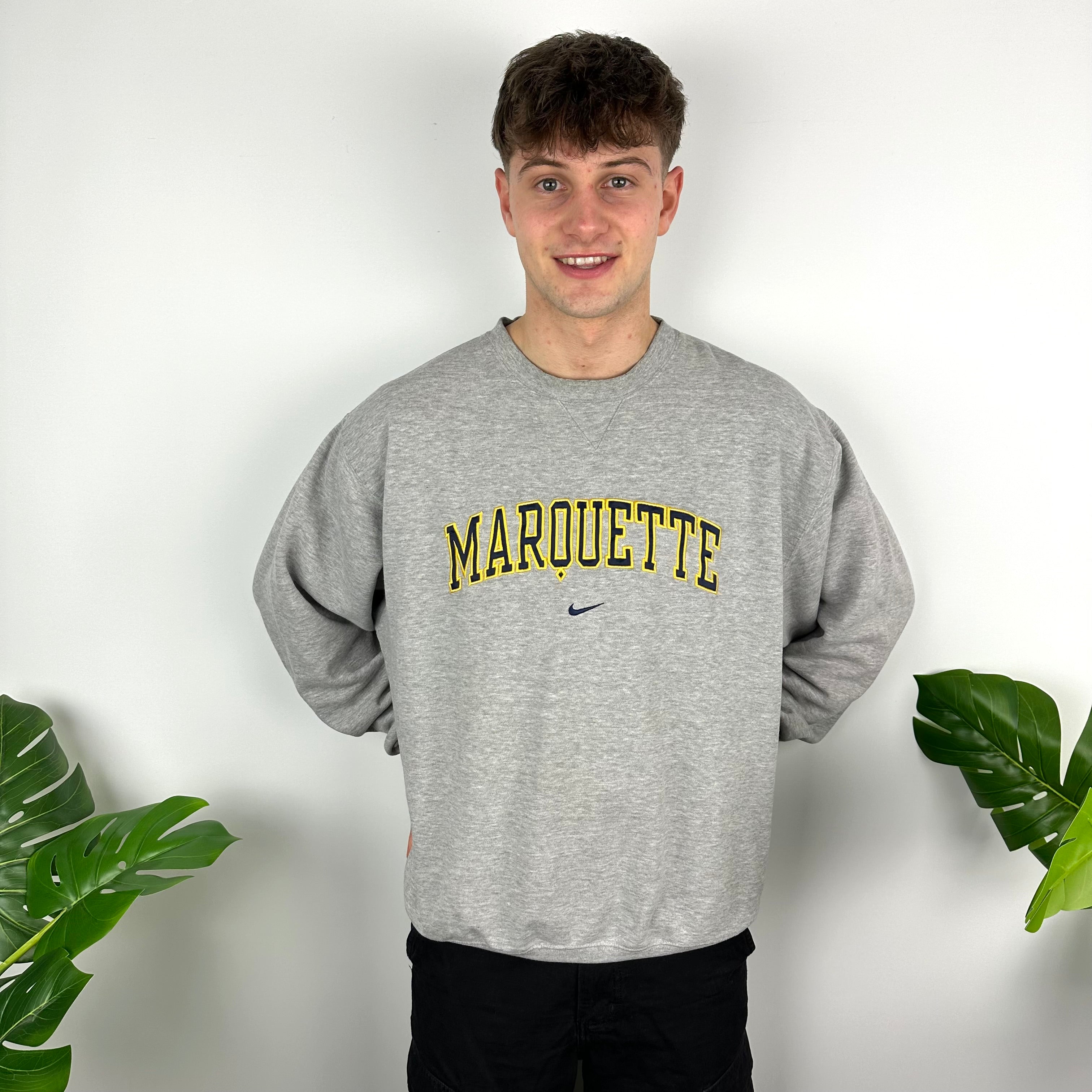 Nike x Marquette Grey Embroidered Spell Out Sweatshirt (L)