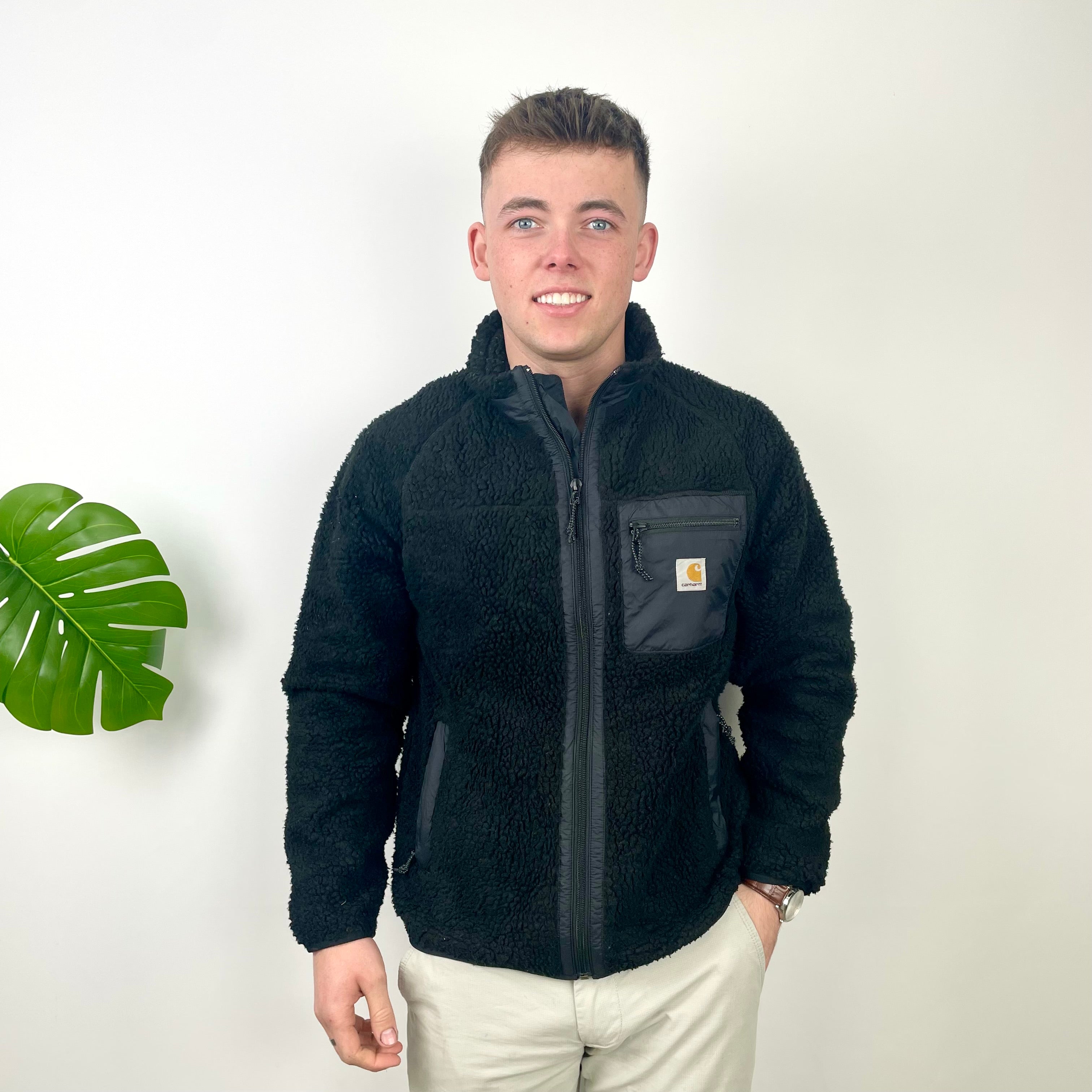 Carhartt Black Teddy Bear Sherpa Fleece Zip Up Jacket (M)