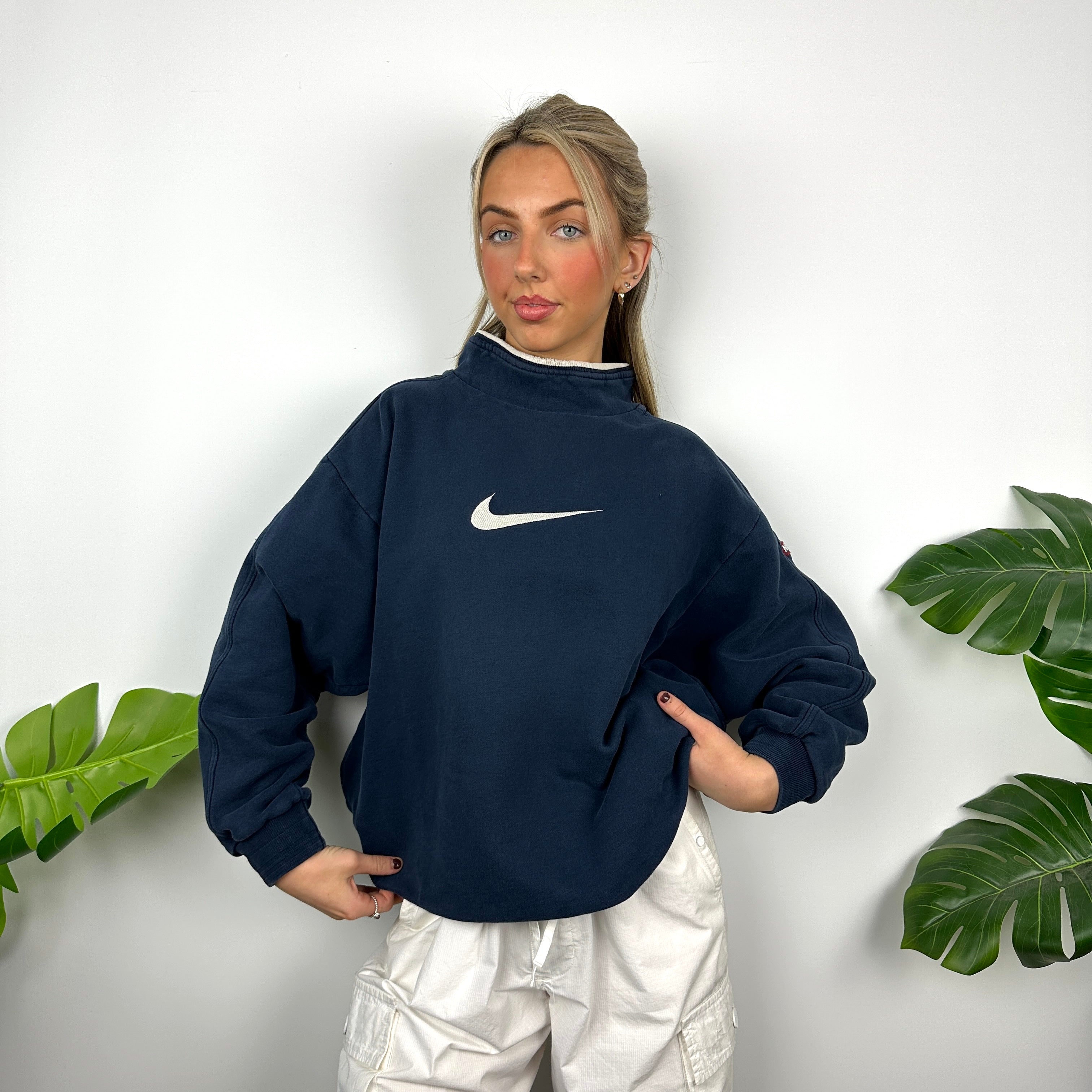 Nike Navy Embroidered Swoosh Sweatshirt (M)