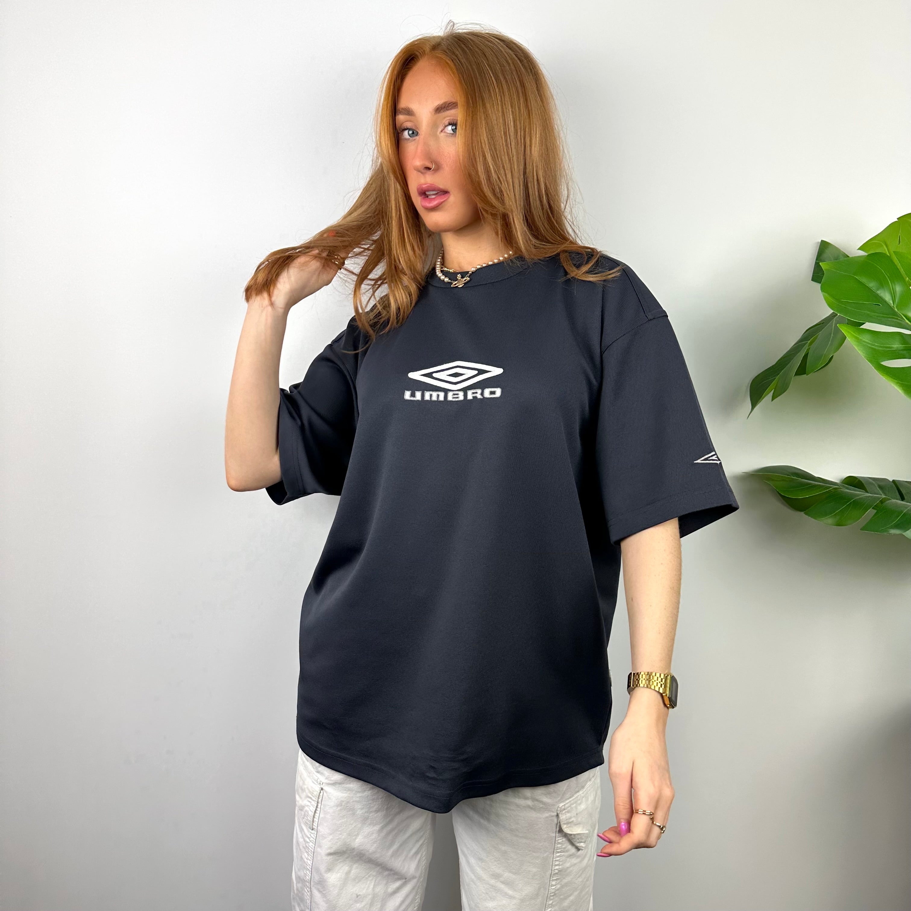 Umbro Black Embroidered Spell Out T Shirt (L)