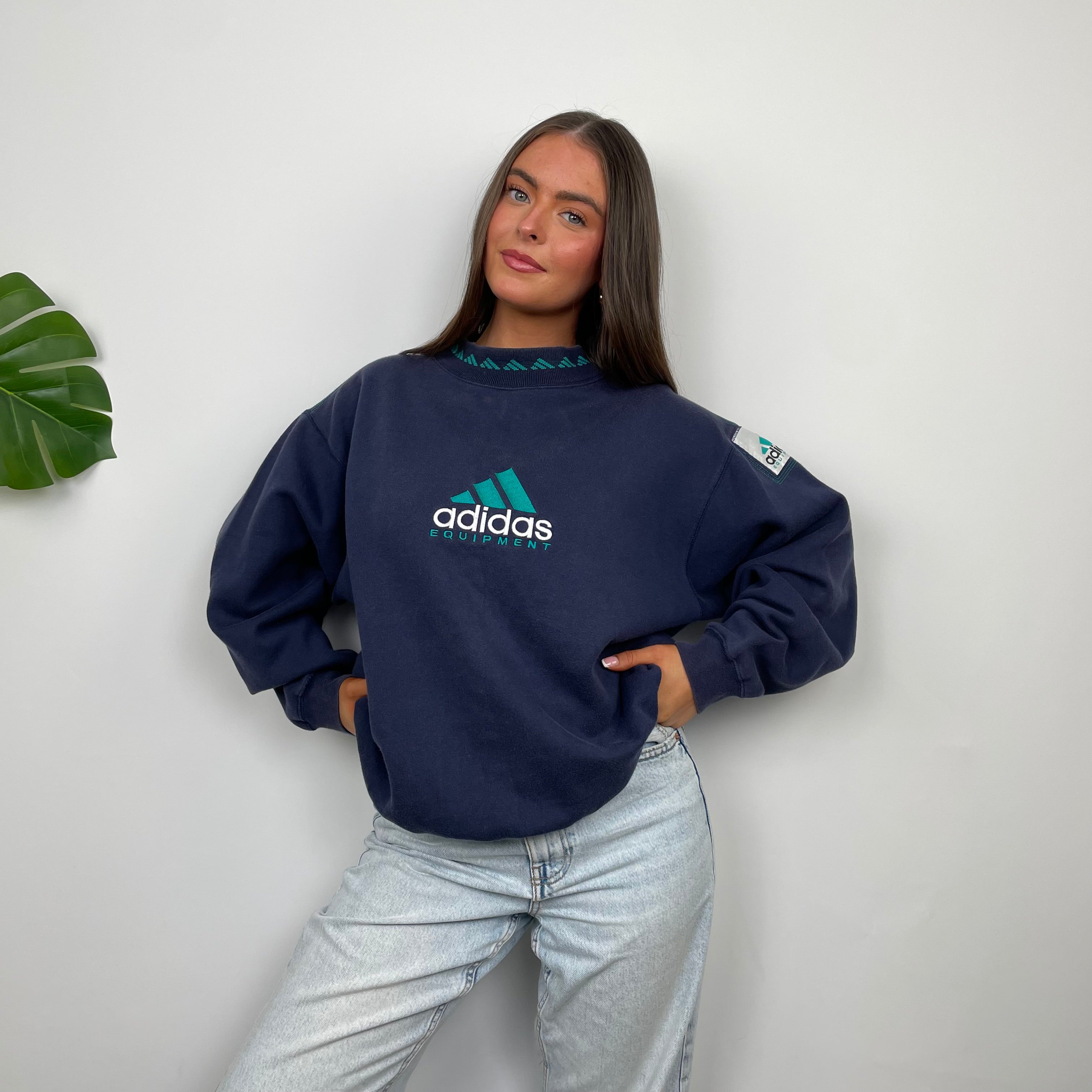 Adidas Equipment Navy Embroidered Spell Out Sweatshirt (L)