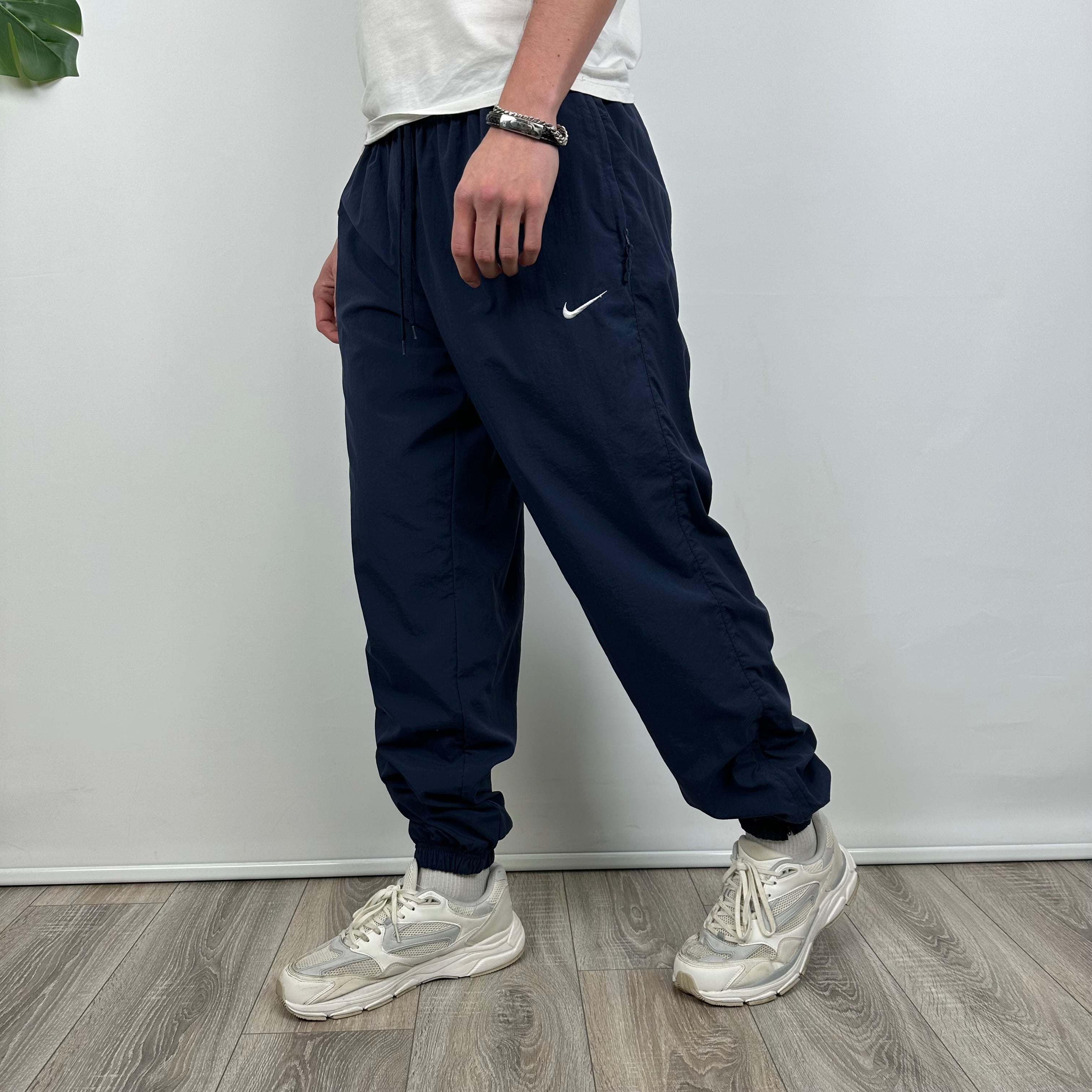 Nike Navy Embroidered Swoosh Track Pants (L)