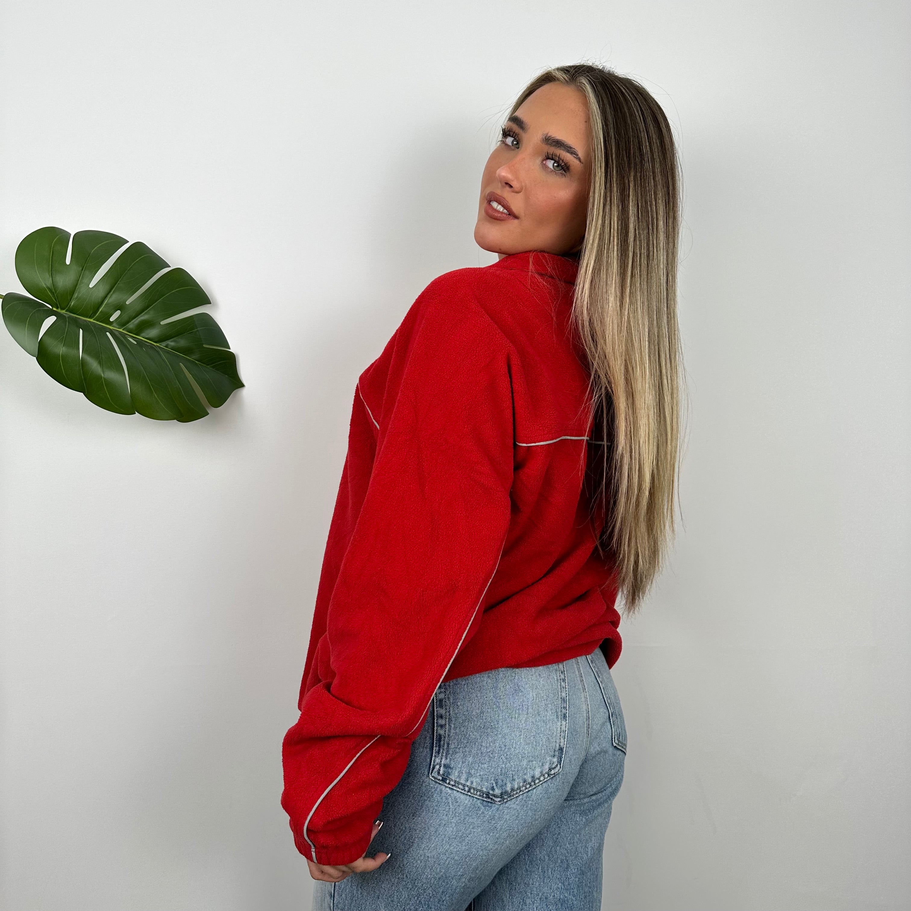 Ferrari Racing Red Embroidered Spell Out Quarter Zip (XL)