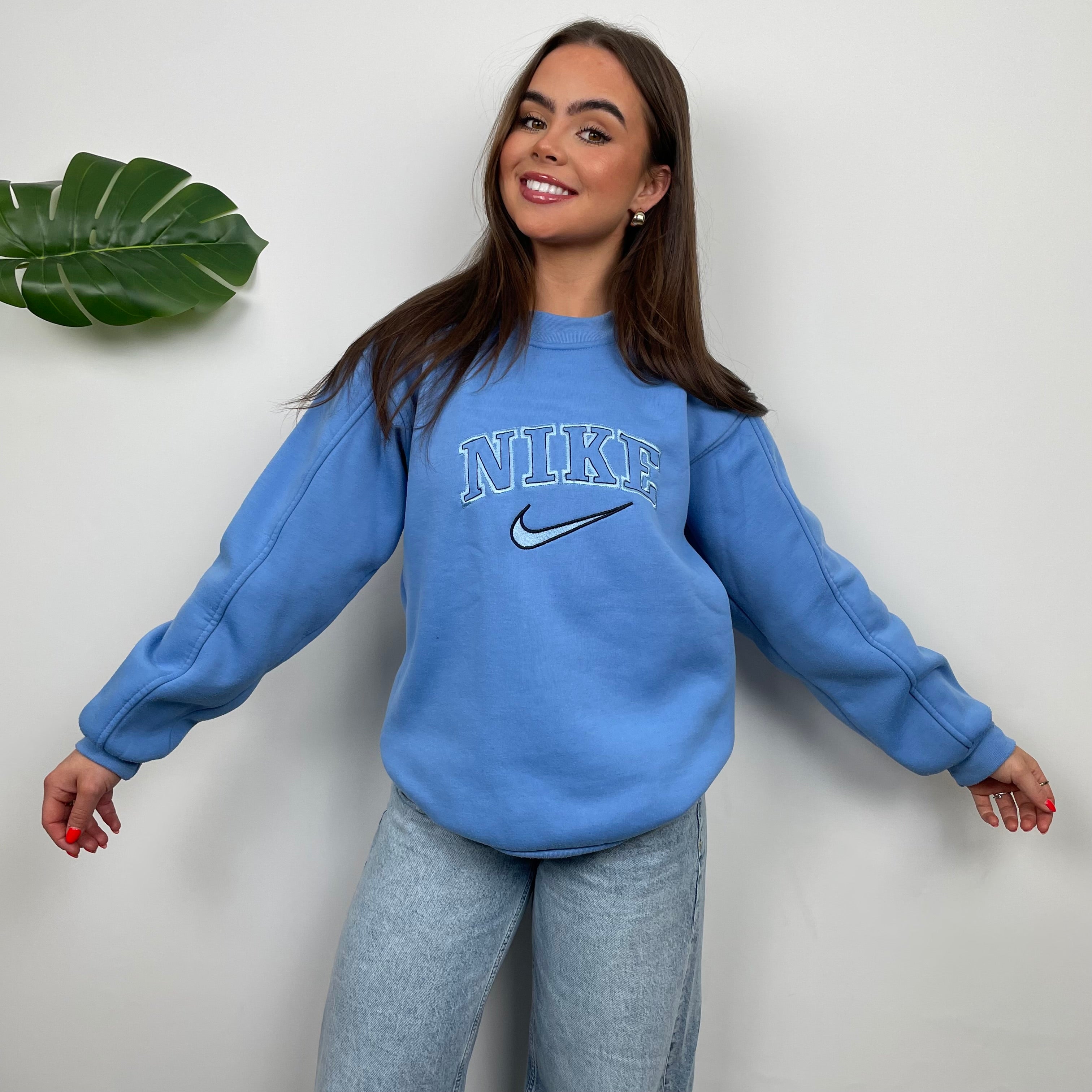 Nike Baby Blue Embroidered Spell Out Sweatshirt (L)