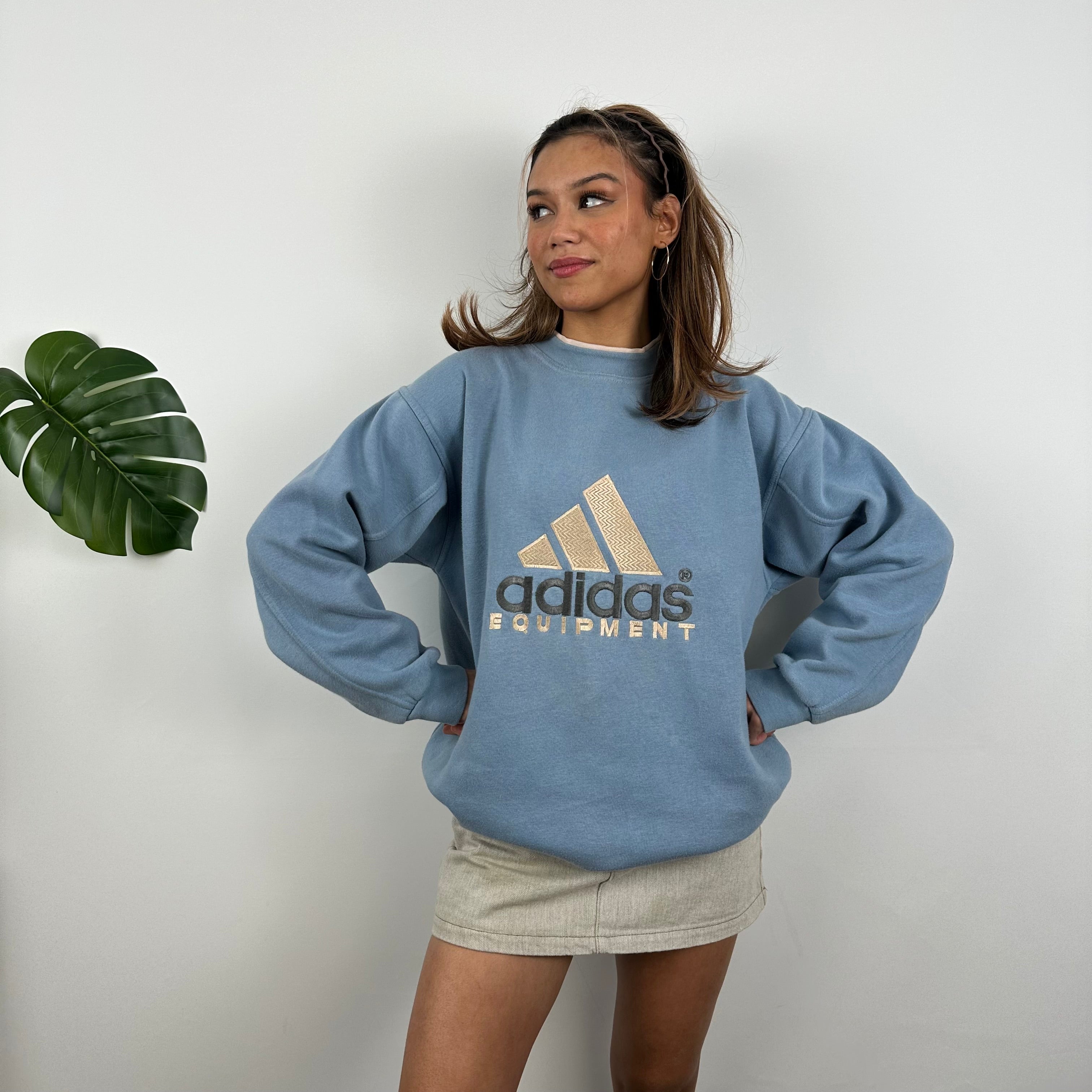 Adidas Equipment RARE Baby Blue Embroidered Spell Out Sweatshirt (L)