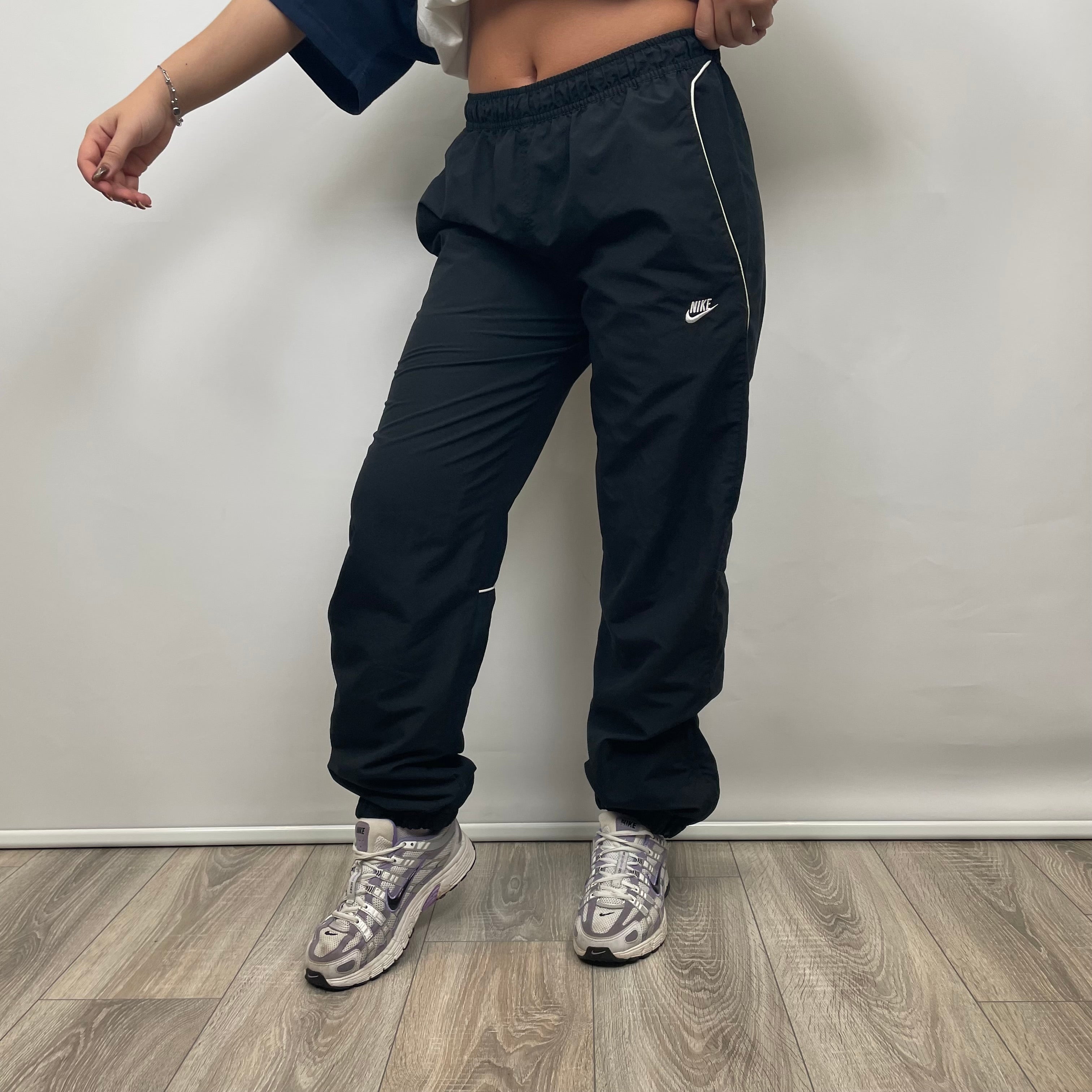 Nike Black Embroidered Spell Out Track Pants (S)