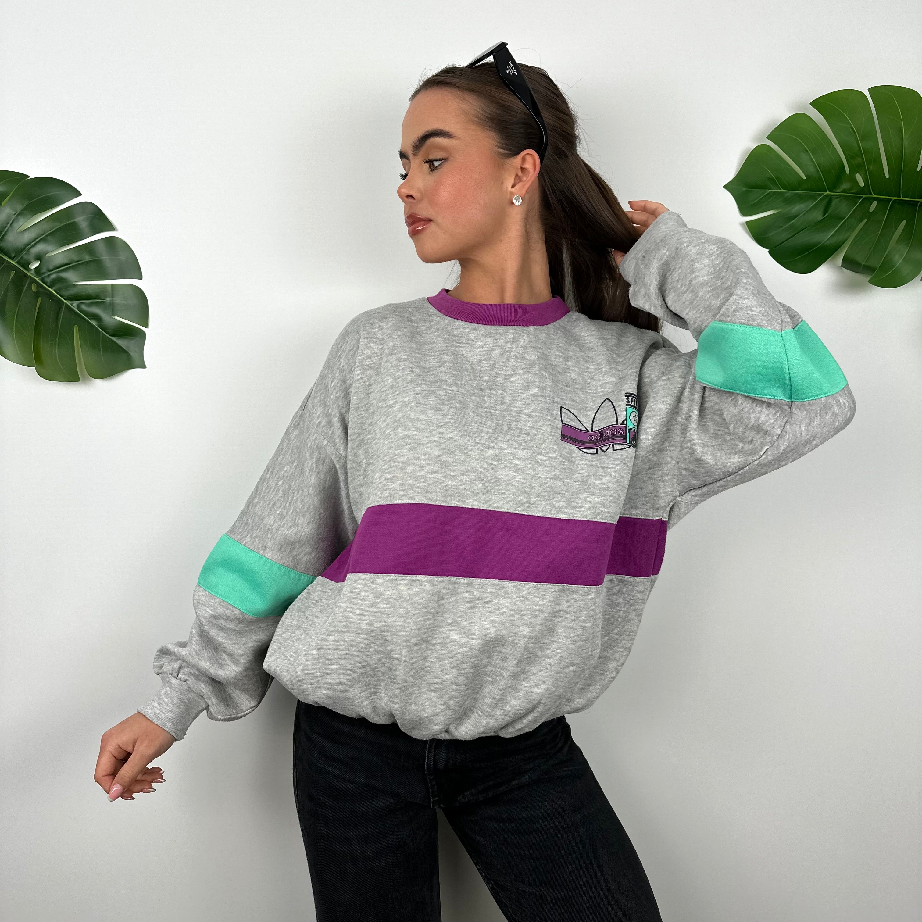 Adidas Grey Spell Out Sweatshirt (S)