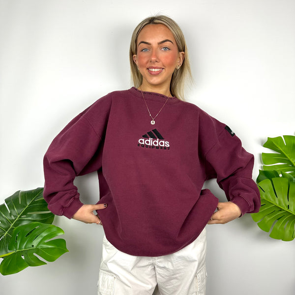 Adidas Equipment Maroon Embroidered Spell Out Sweatshirt (L)