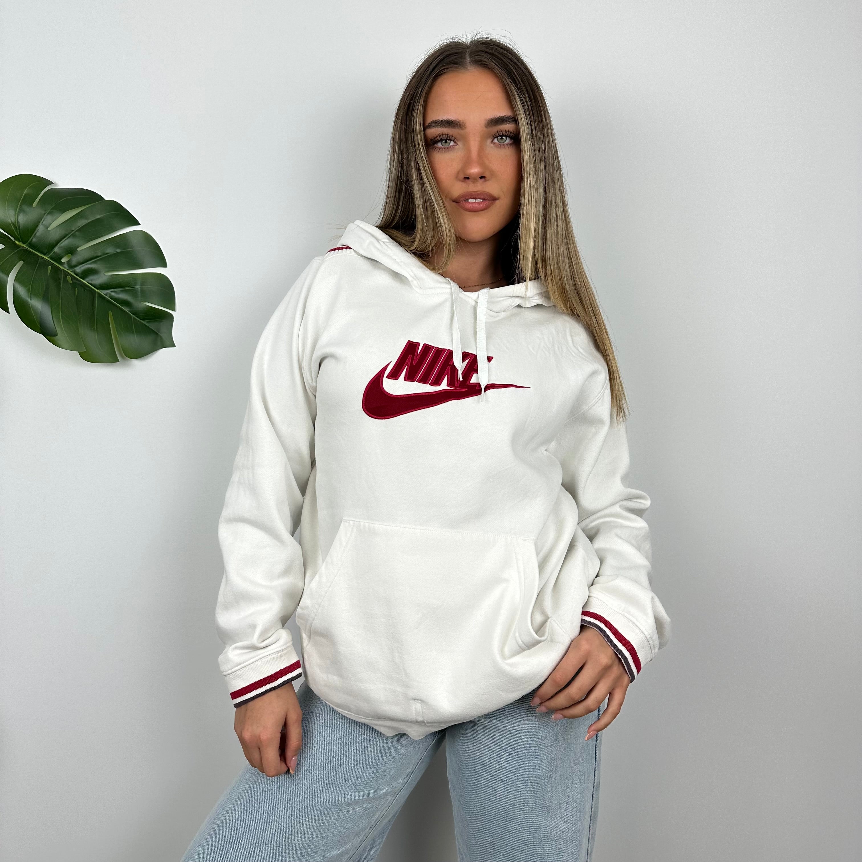 Nike White Embroidered Spell Out Hoodie (M)