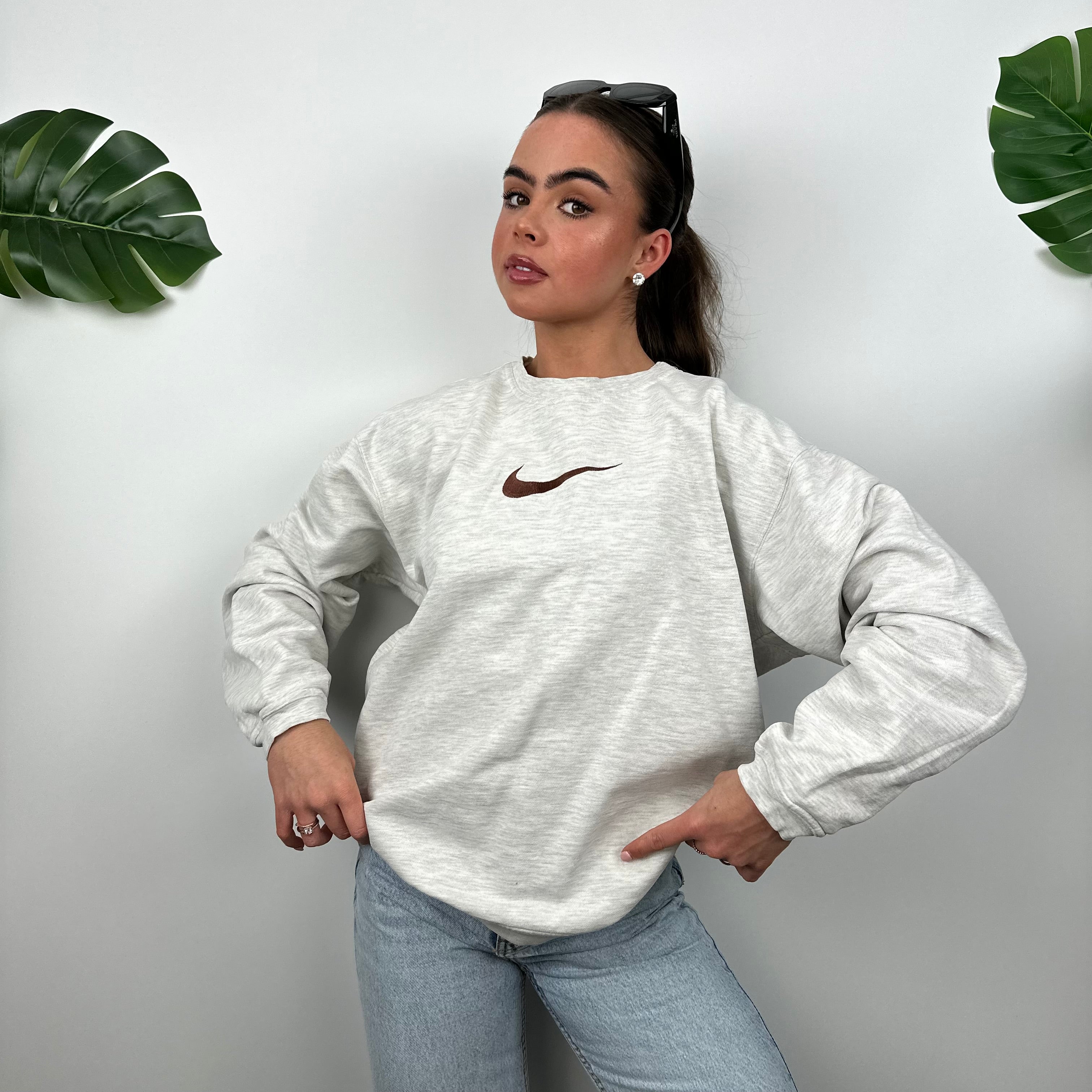 Nike Grey Embroidered Spell Out Sweatshirt (M)