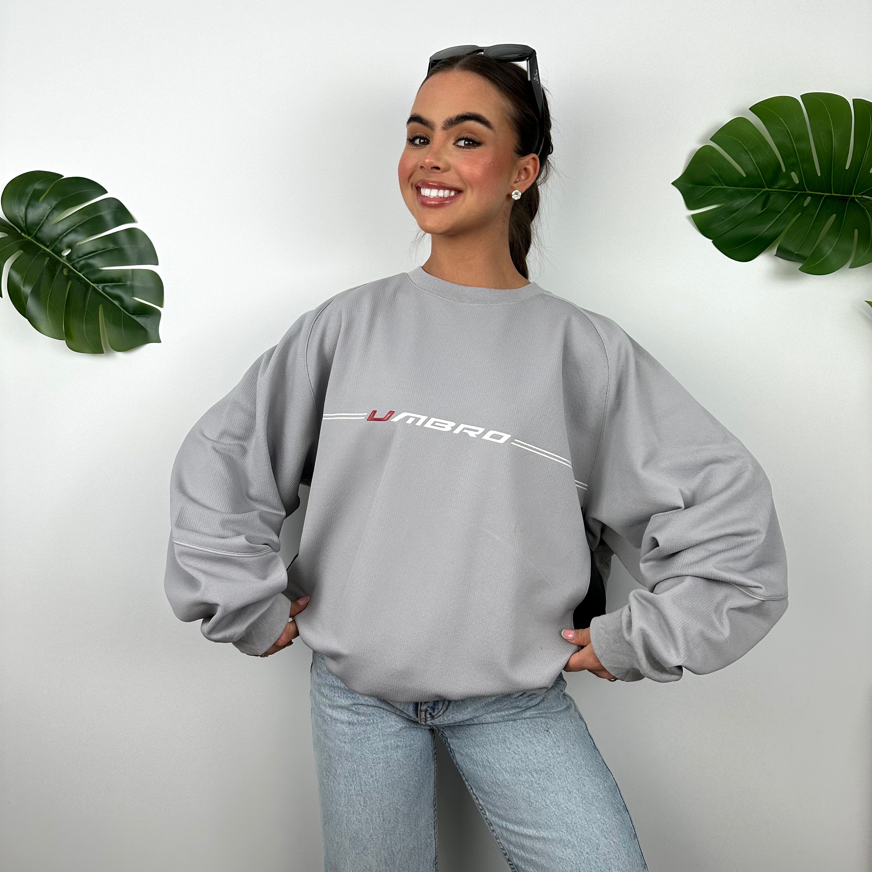 Umbro Grey Embroidered Spell Out Sweatshirt (XL)