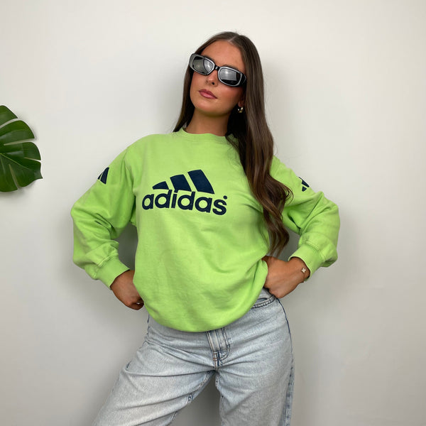 Adidas RARE Green Embroidered Spell Out Sweatshirt (S)