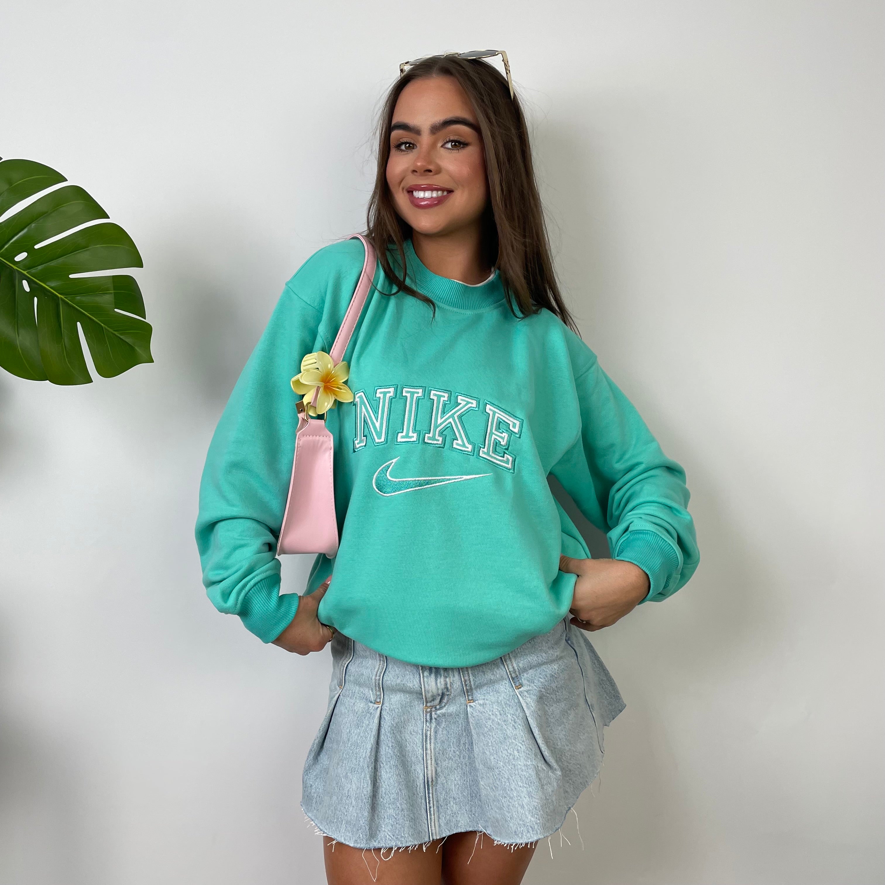 Nike Turquoise Embroidered Spell Out Sweatshirt (M)