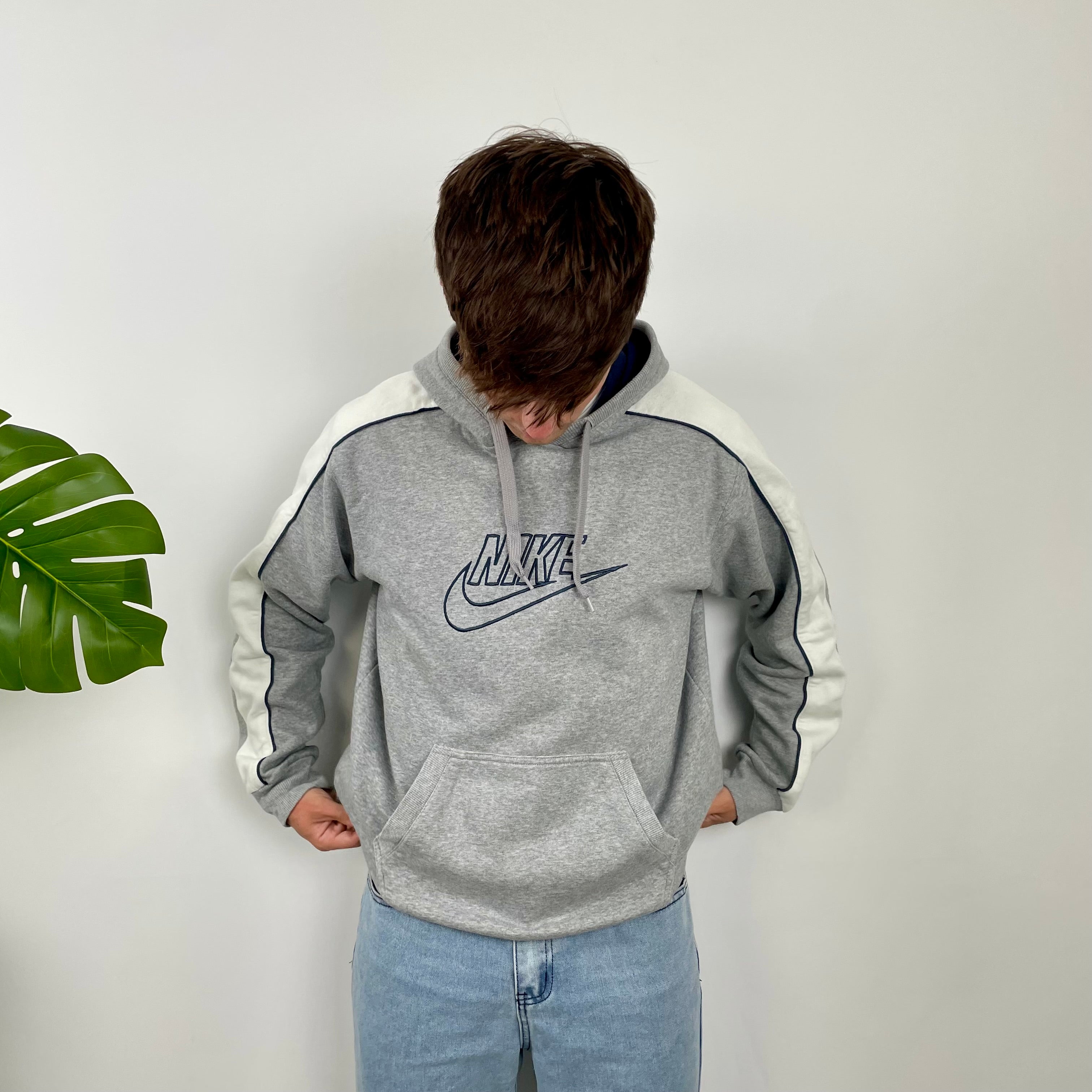 Nike Grey Embroidered Spell Out Hoodie (M)